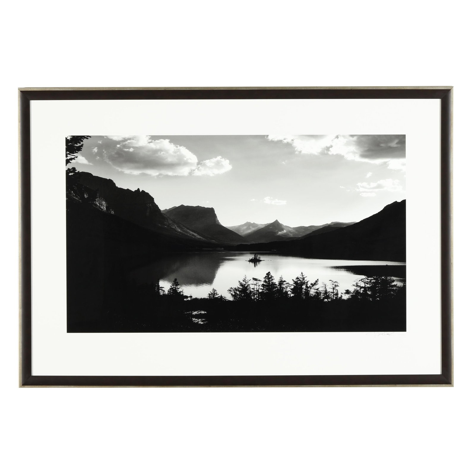 Jim Koch (American, b. 1955), Goose Island, Glacier National Park, Montana: Jim Koch (American, b. 1955), Goose Island, Glacier National Park, Montana pigment ink on photographic paper, a unique one-of-a-kind work, ink signed lower right, framed. Image size 22 x 37 3/4 in.; F
