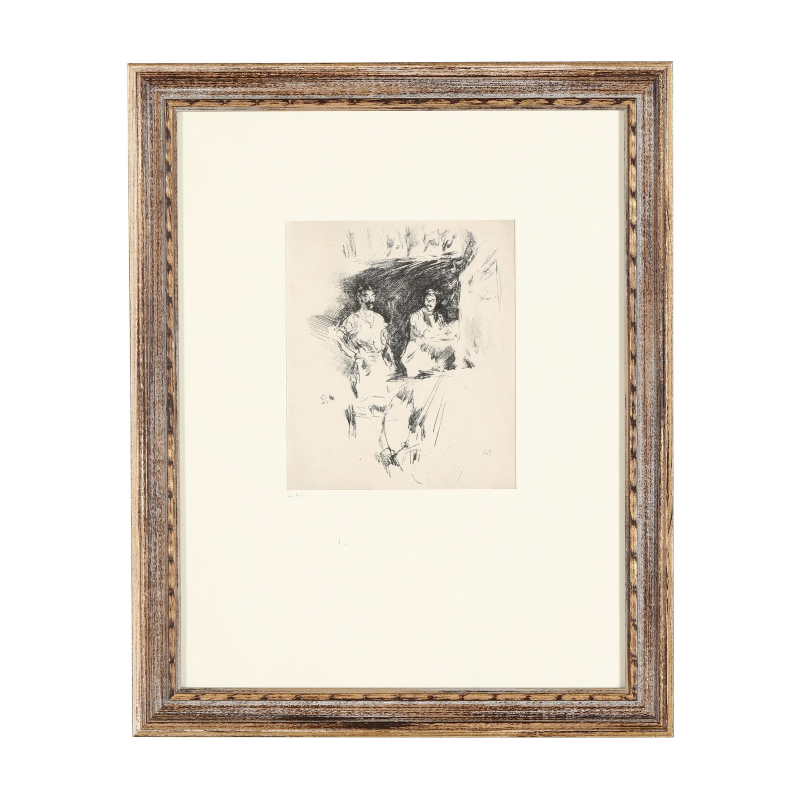 James Abbott McNeill Whistler (American, 1834-1903), Two Brothers: James Abbott McNeill Whistler (American, 1834-1903), Two Brothers lithograph, 1895-96, with rare hand-drawn butterfly cypher signature in pencil at lower right, retains certificate of authenticity fro