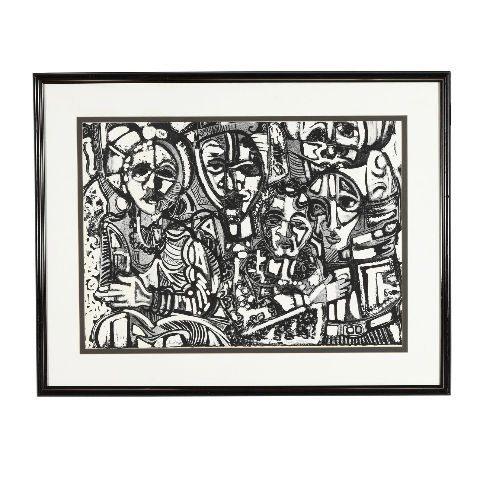 David C. Driskell (American, 1931-2020), Spirits Watching: David C. Driskell (American, 1931-2020), Spirits Watching lithograph in colors, 1986, pencil signed, titled, and numbered 60/100 lower edge, matted and framed. Sight size 20 1/2 x 28 3/4 in.; Frame di