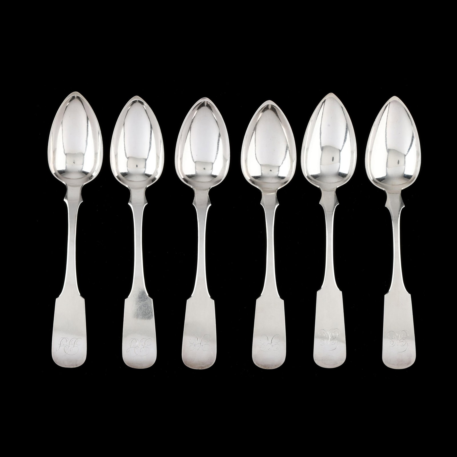 Six Coin Silver Place Spoons, Mark of Robert & William Wilson (1 of 4)