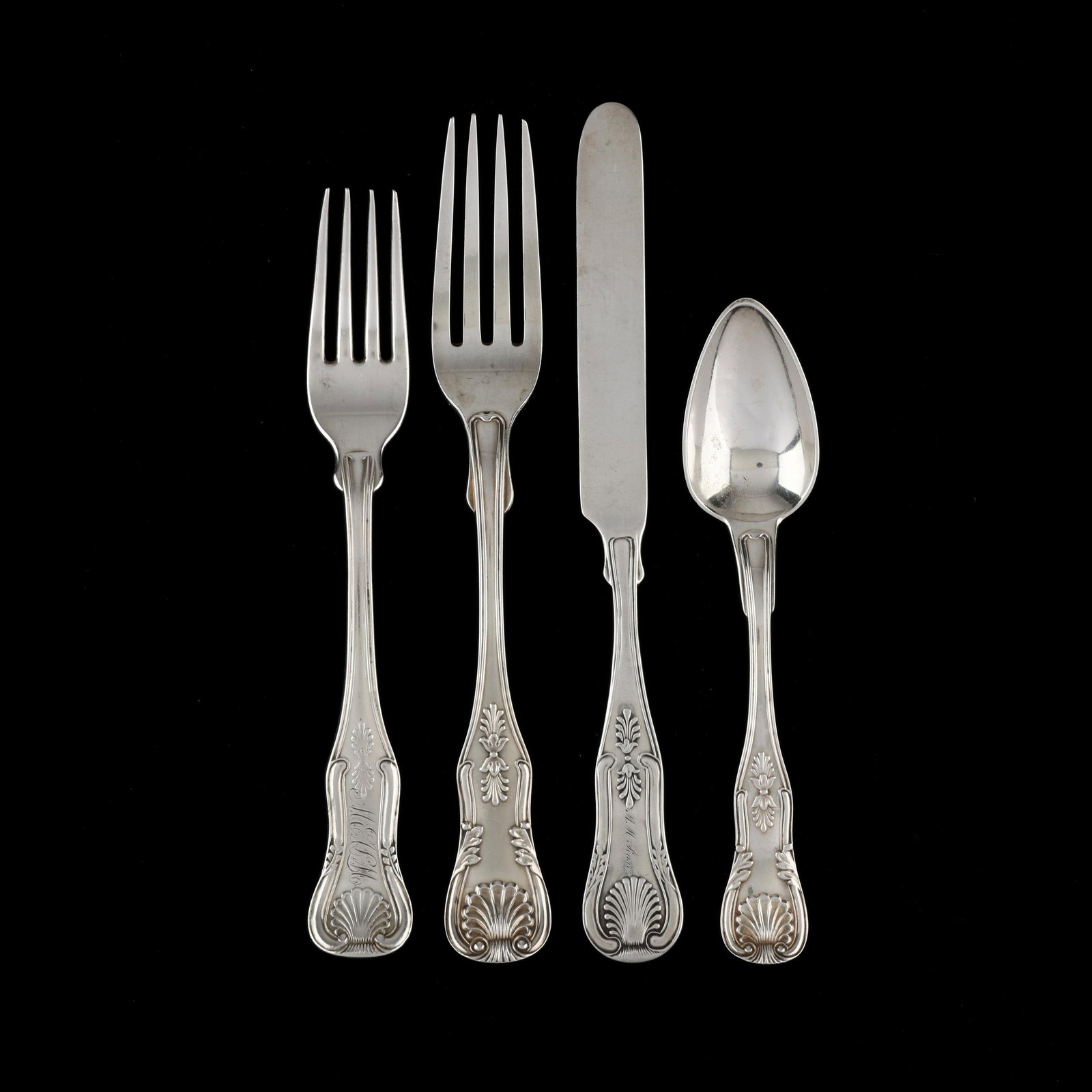 Assembled Coin Silver Kings Flatware Service (1 of 4)