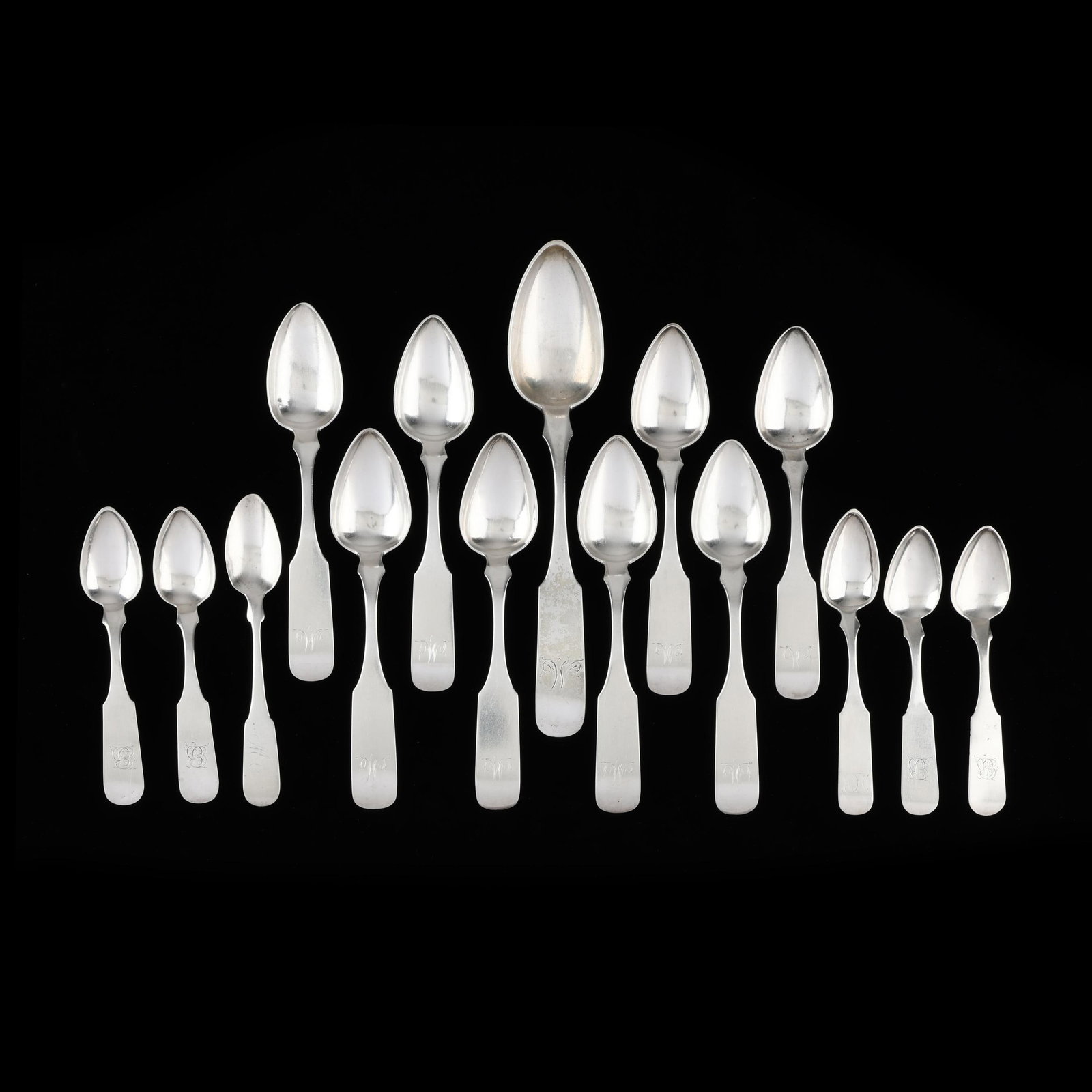 Fifteen Coin Silver Spoons, Mark of A. E. Warner (1 of 6)
