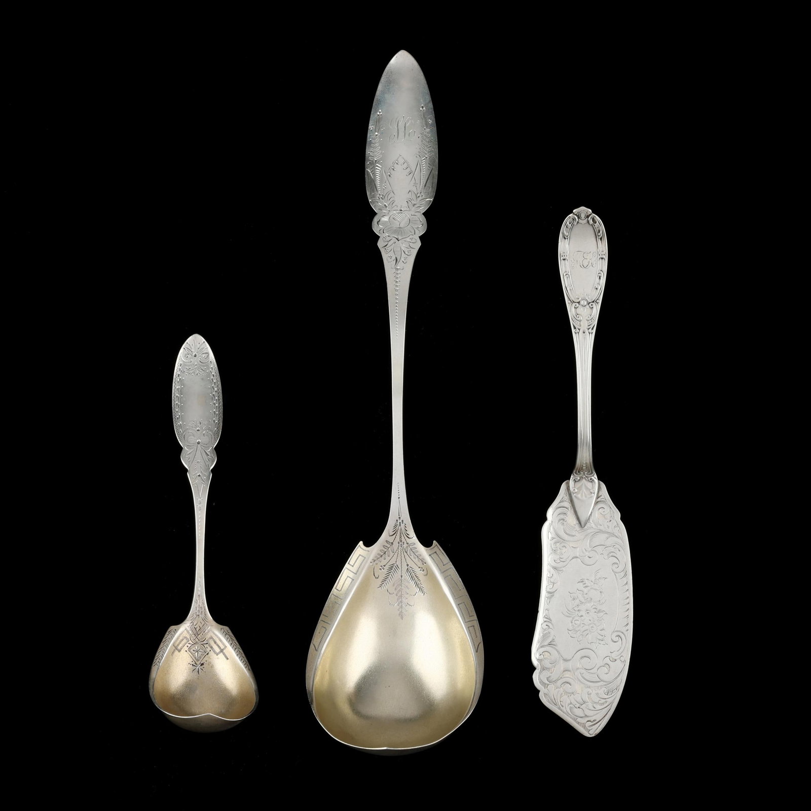 Three American Coin and Sterling Silver Flatware Servers, Retailed by Warner (1 of 4)