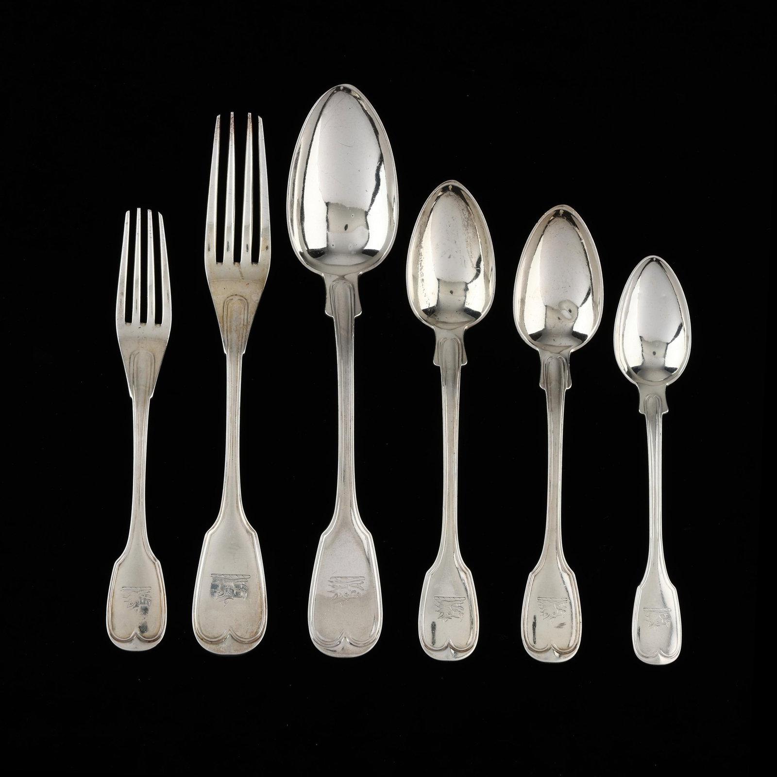 Rare Samuel Kirk Coin Silver Fiddle & Thread Flatware Service (1 of 4)