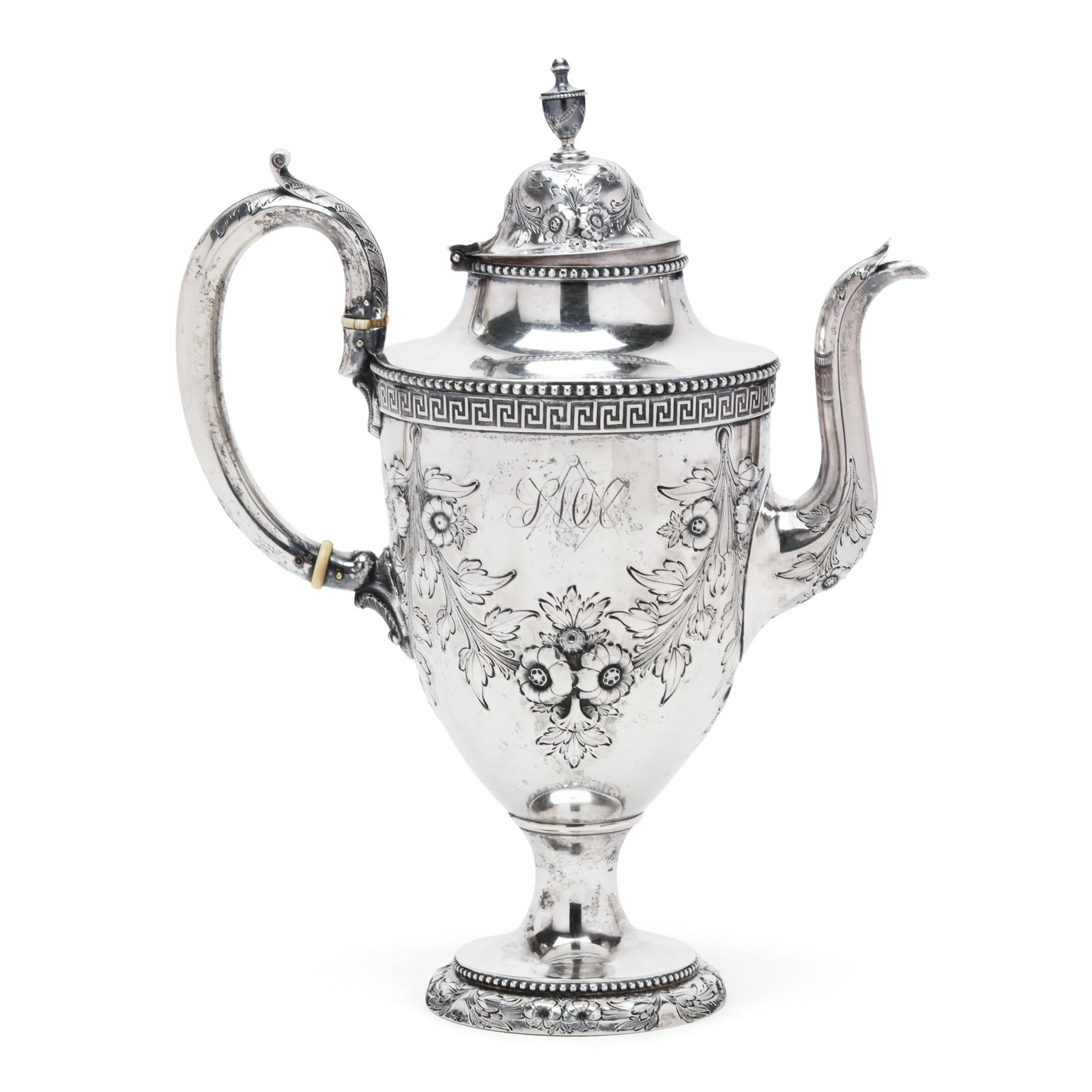Bailey & Co. Coin Silver Masonic Presentation Coffee Pot (1 of 8)