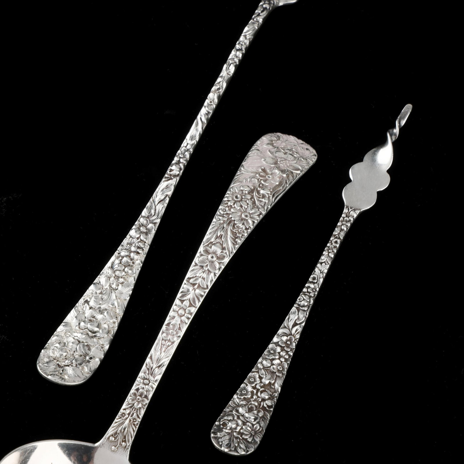 Three Repousse Sterling Silver Flatware Servers - 2