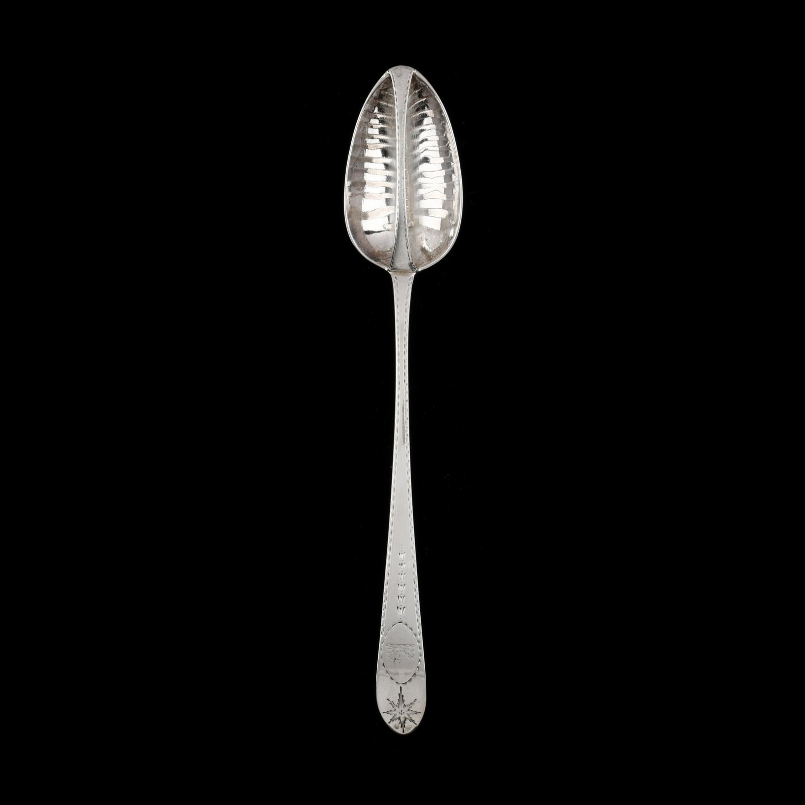 Irish George III Silver Straining Spoon, Mark of John Shiels (1 of 4)