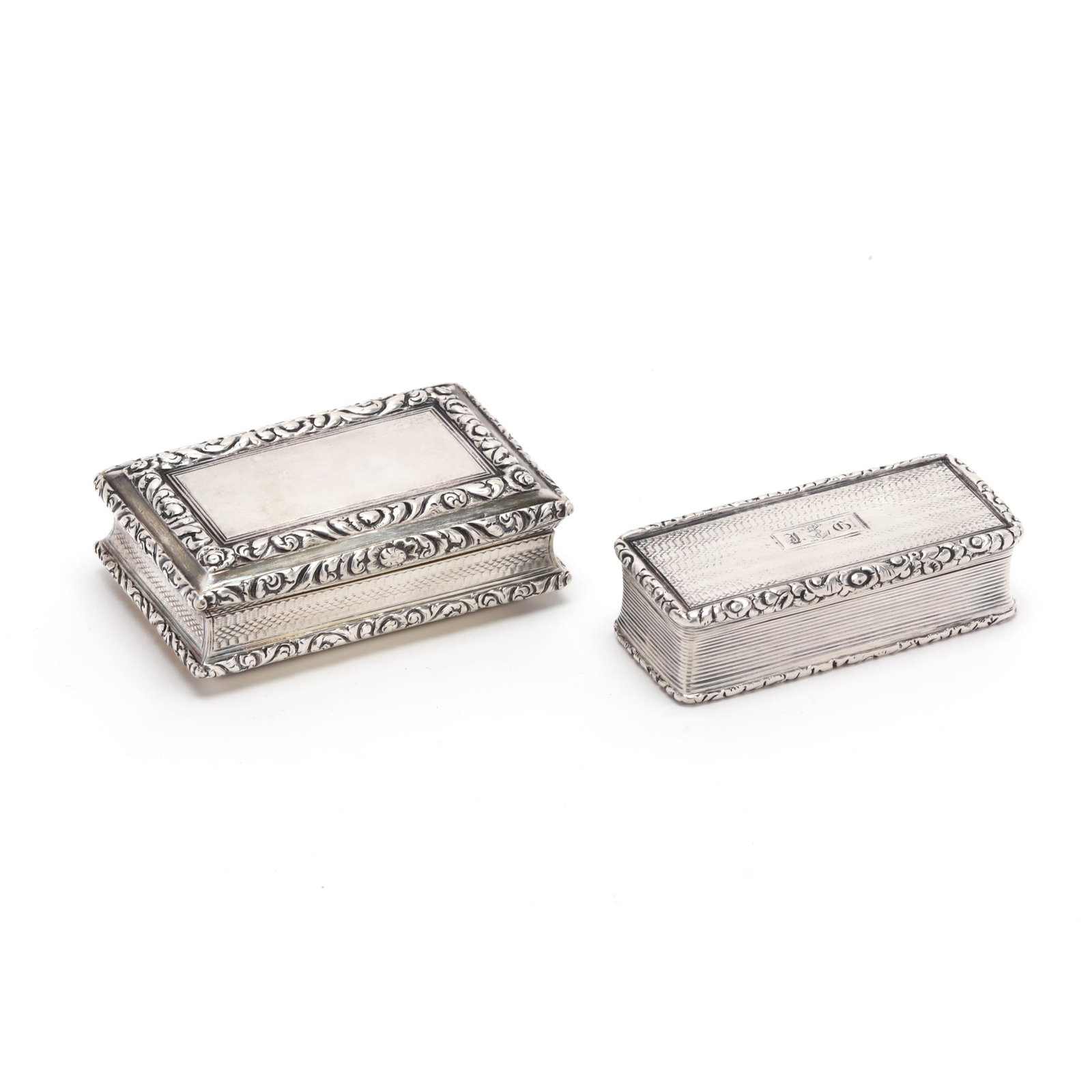Two Early Victorian Parcel Gilt Silver Boxes, mark of Nathaniel Mills (1 of 8)