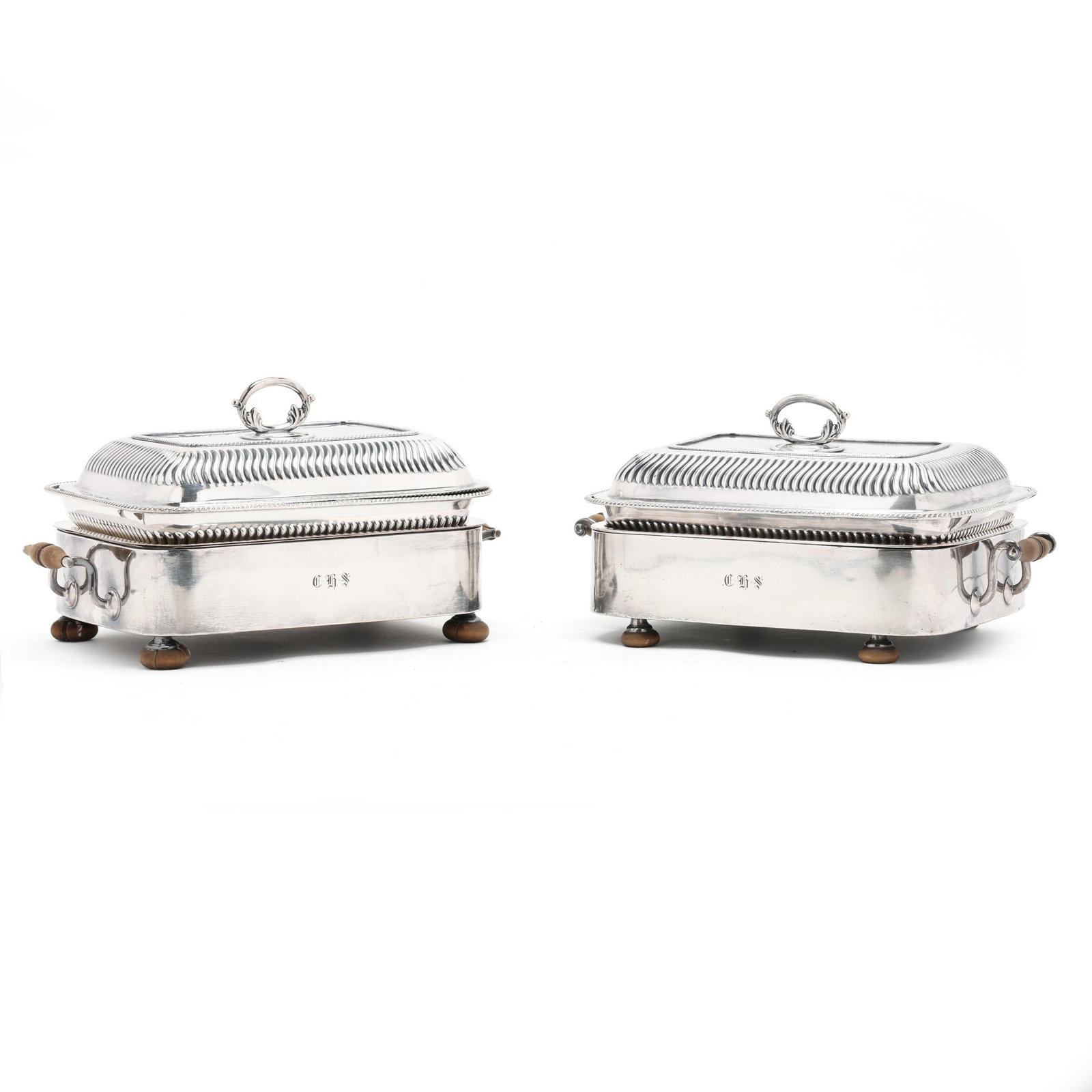 Pair of English Silver-Plated Entree Dishes on Warming Stands (1 of 14)