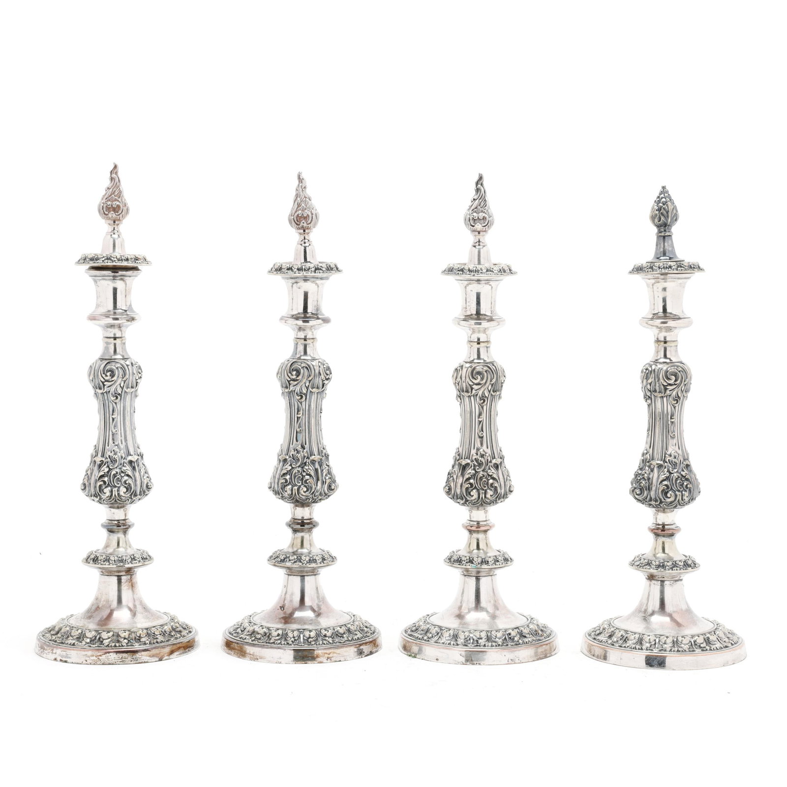 Four English Silver-Plated Candlesticks (1 of 10)