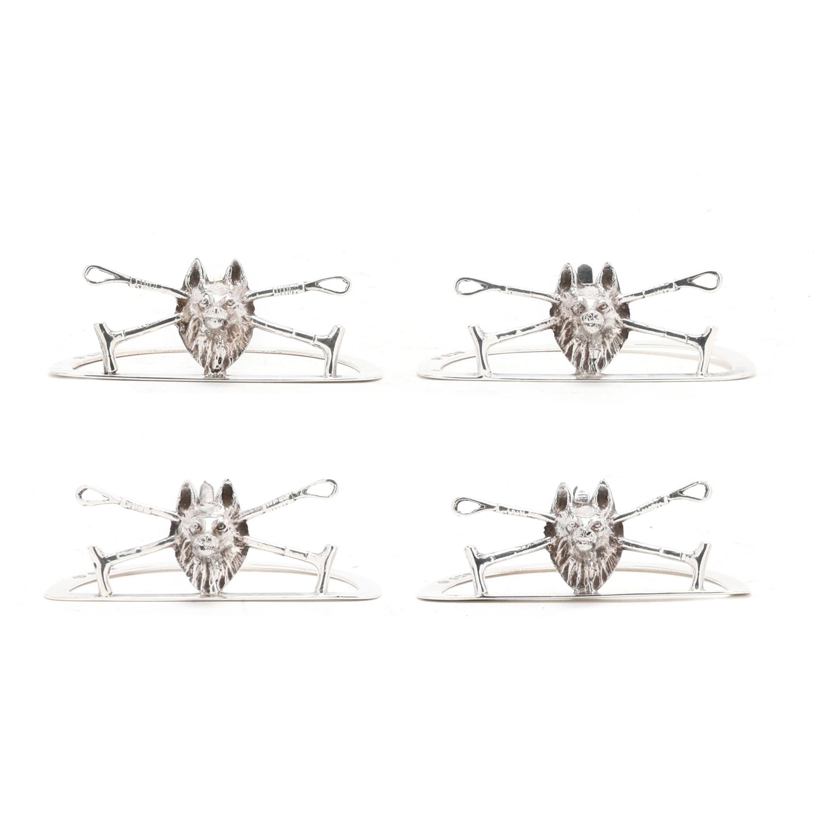 Cased Set of Four Edwardian Silver Place Card Holders (1 of 7)
