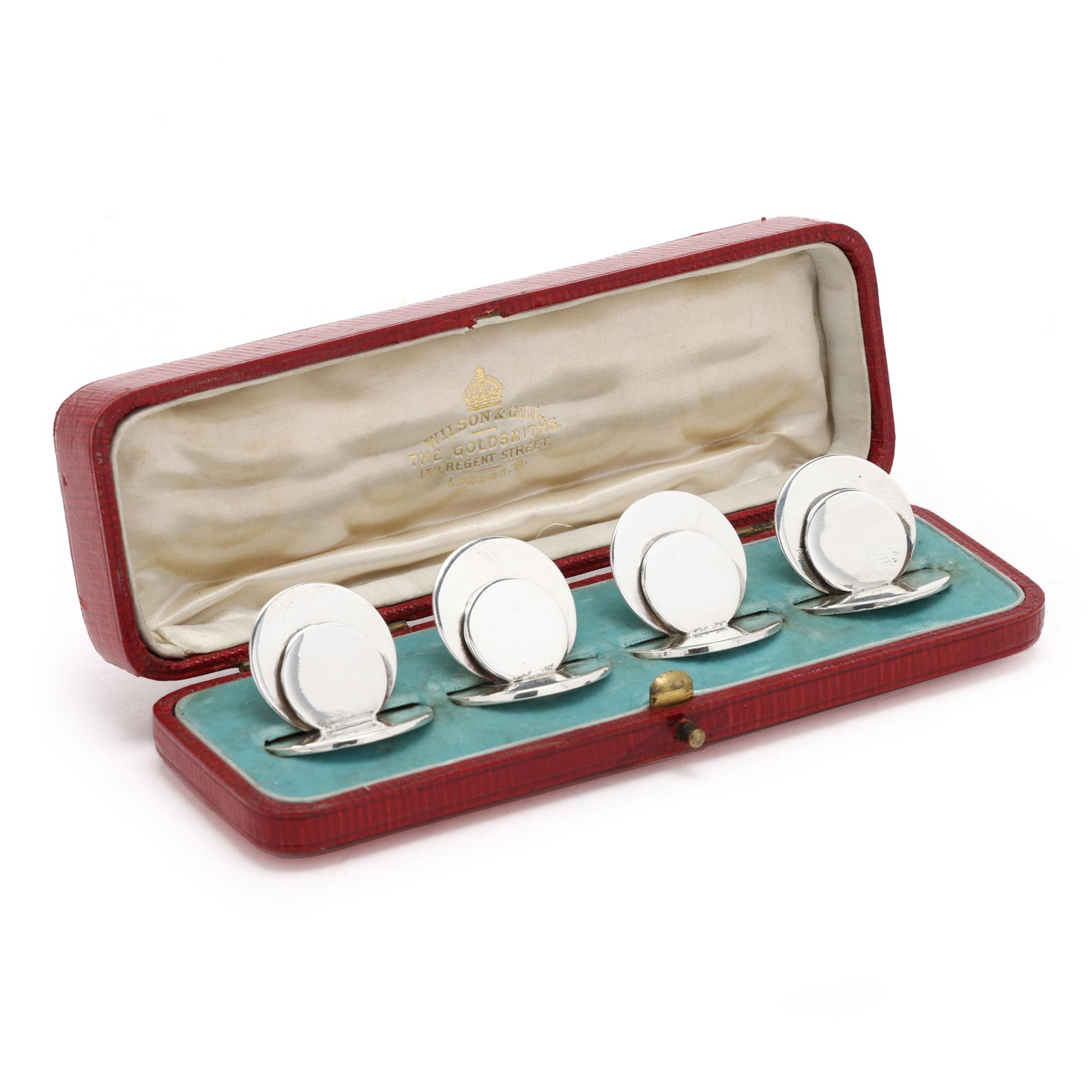 Cased Set of Four Edwardian Silver Place Card Holders, Mark of Sampson Mordan & Co Ltd (1 of 7)