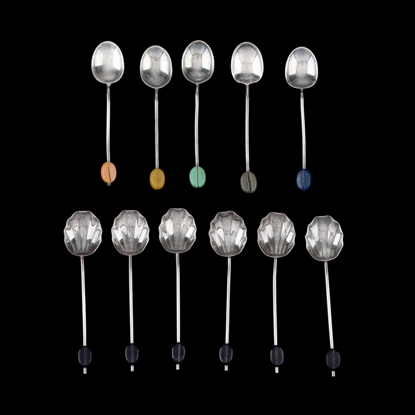 Two Cased Sets of English Silver Coffee Spoons (1 of 7)