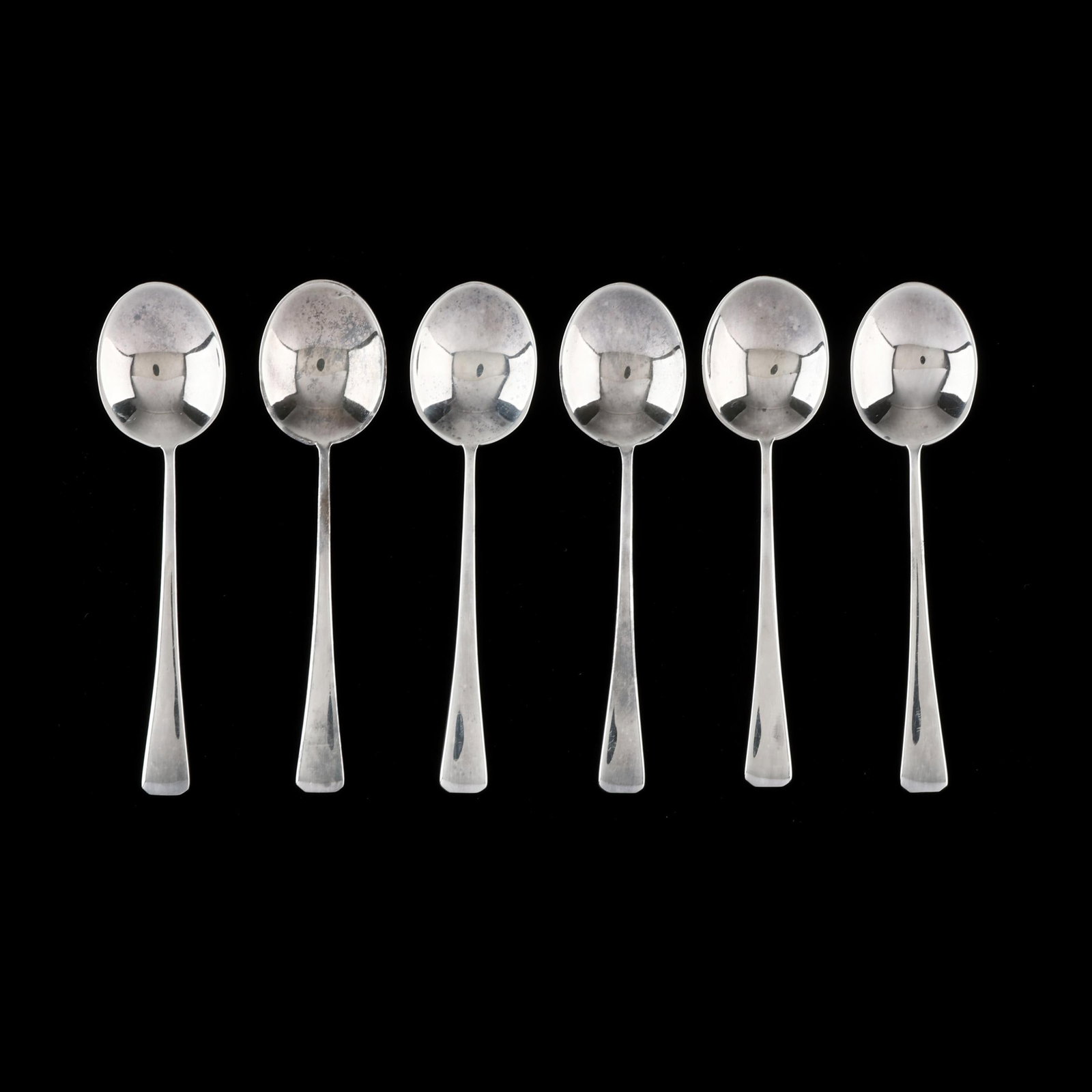 Cased Set of Elizabeth II Silver Demitasse Spoons: Cased Set of Elizabeth II Silver Demitasse Spoons mark of William Suckling Ltd., Birmingham (1960); presented in the original fitted retail case, not monogrammed. Each spoon 3 1/4 in.; Case