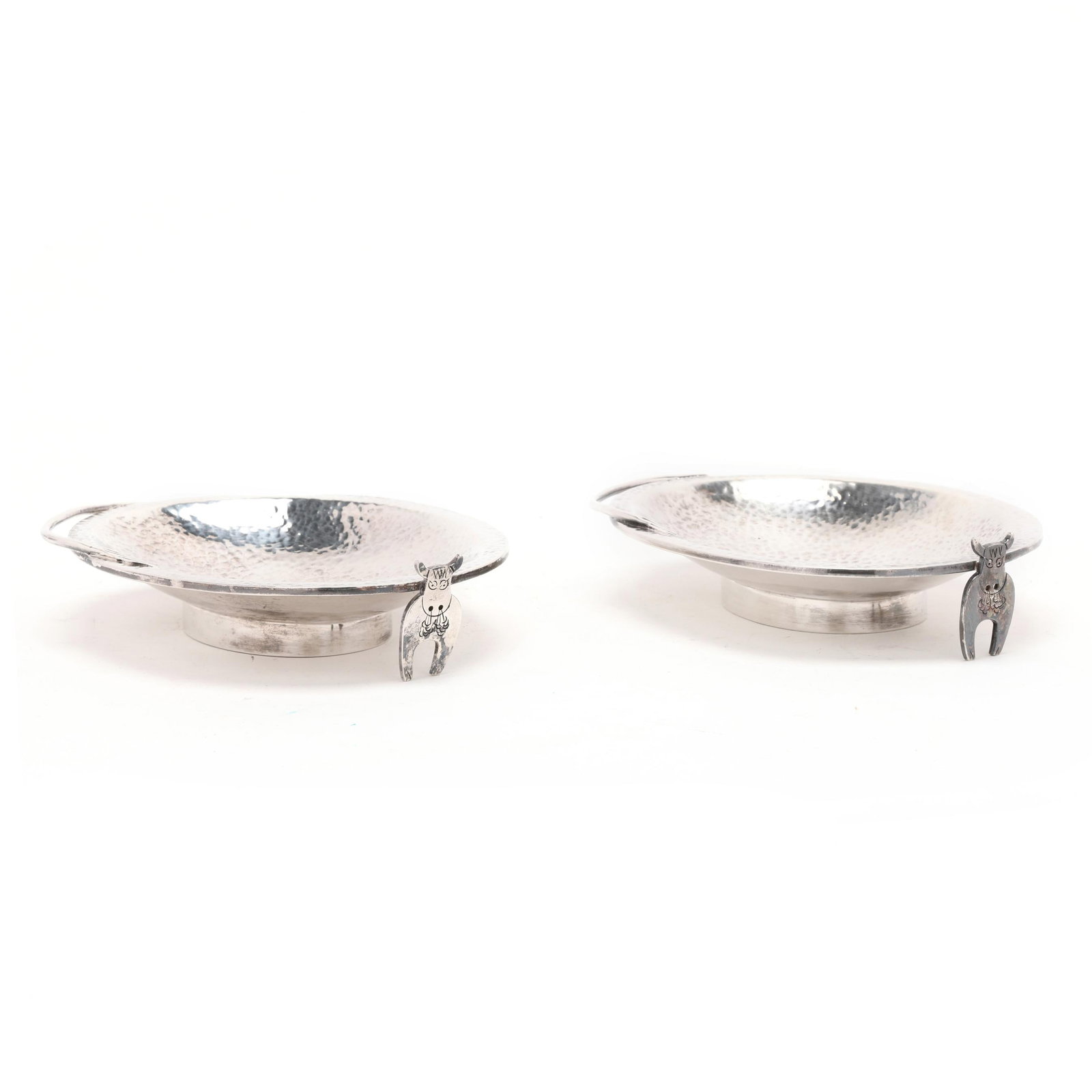 Pair of Mexican Sterling Silver Toro Dishes, Mark of Emilia Castilio (1 of 6)