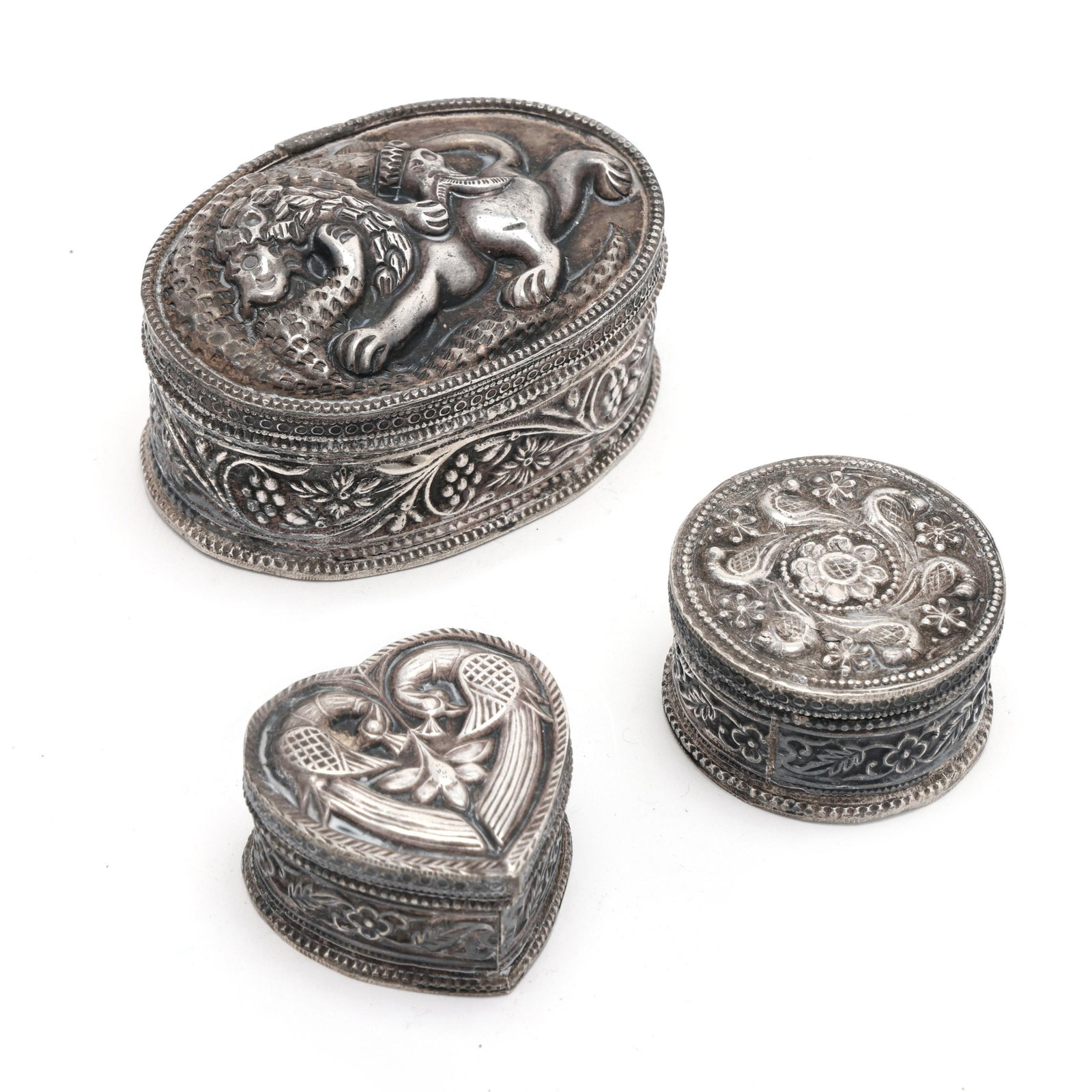 Three Indian Silver Patch and Trinket Boxes (1 of 3)