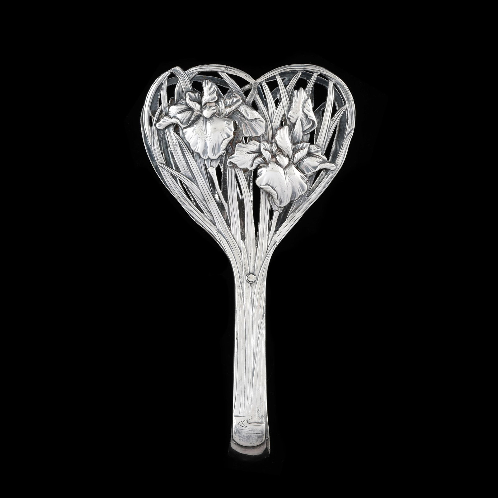 Pair of Japanese Sterling Silver Sandwich Tongs by Arthur & Bond: Pair of Japanese Sterling Silver Sandwich Tongs by Arthur & Bond Yokohama, early 20th century, with hand-chased iris relief decoration to each side, not monogrammed. 6 1/2 x 3 1/2 x 2 1/2 in. 4.2