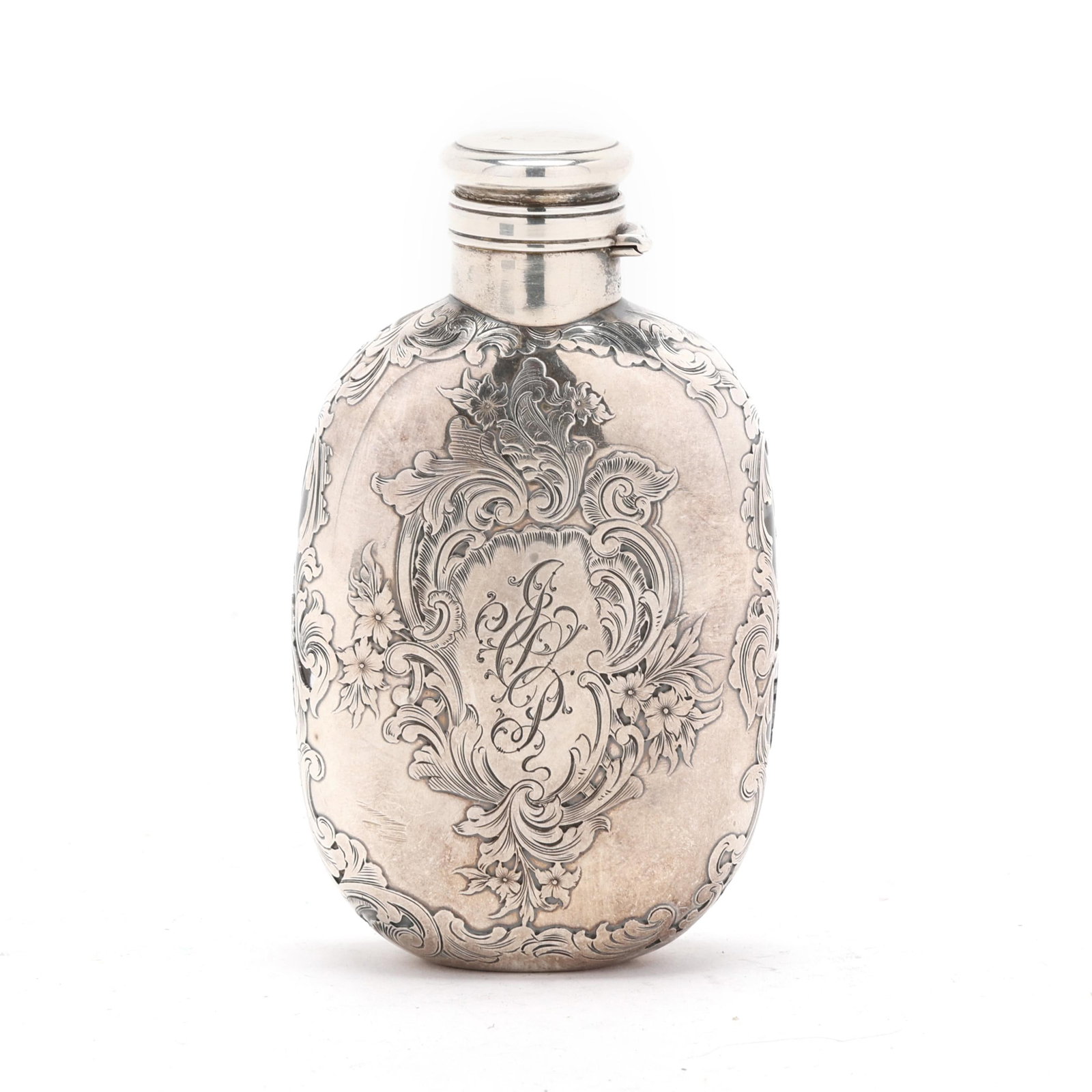 Gorham Sterling Silver Mounted Glass Pocket Flask (1 of 8)