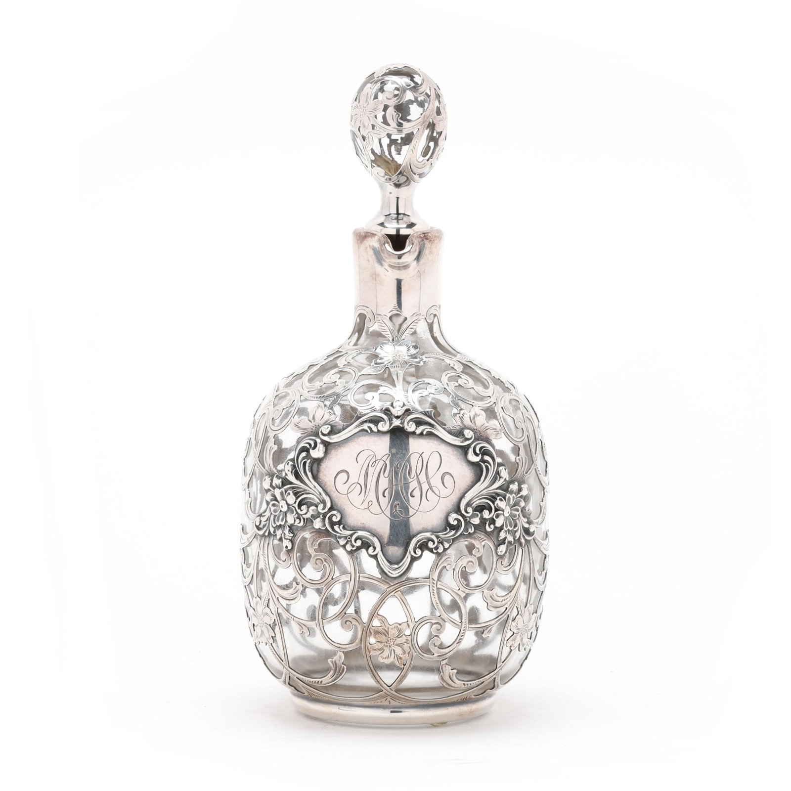Gorham Fine Silver Overlaid Clear Glass Cruet (1 of 9)