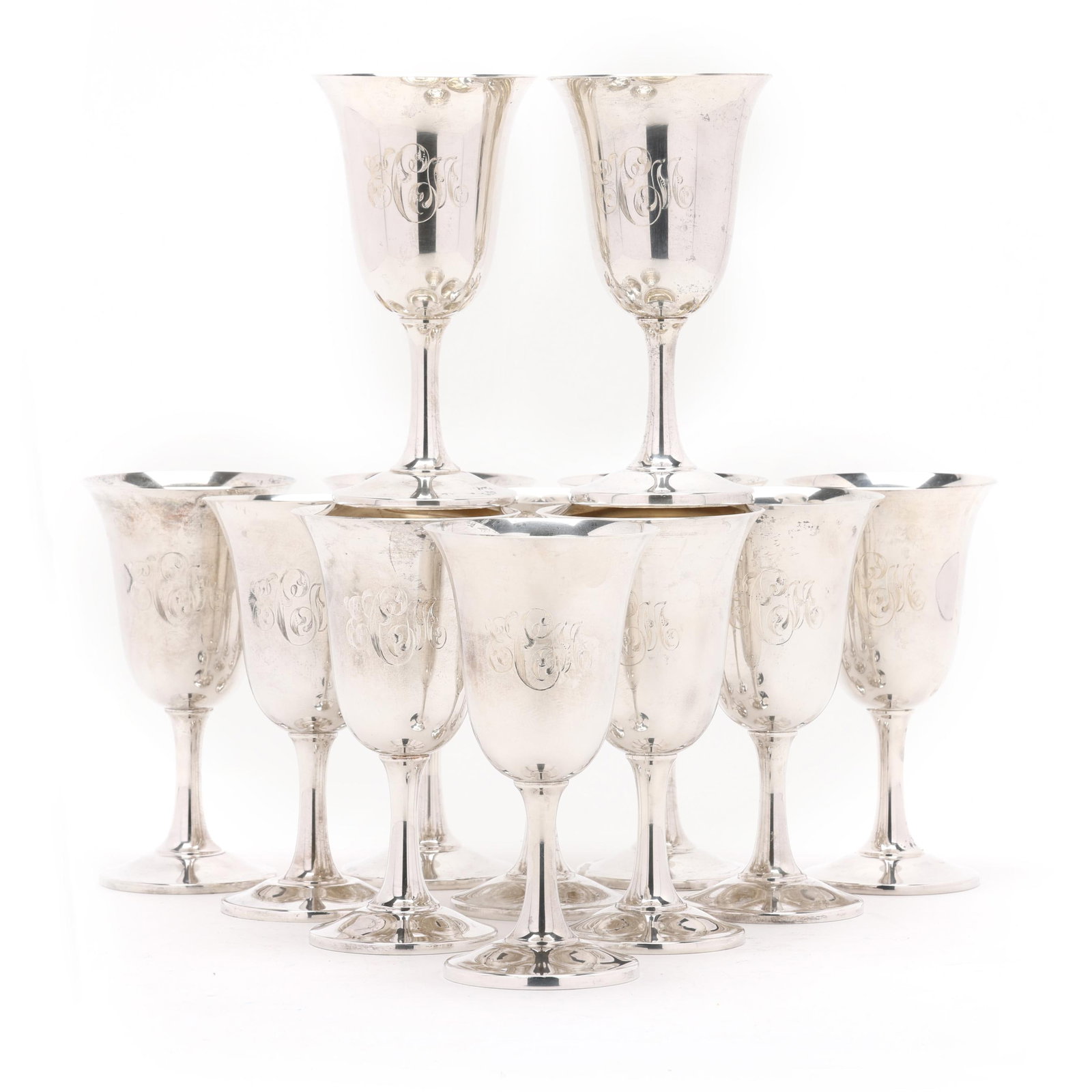 Set of Twelve Wallace Sterling Silver Goblets (1 of 7)