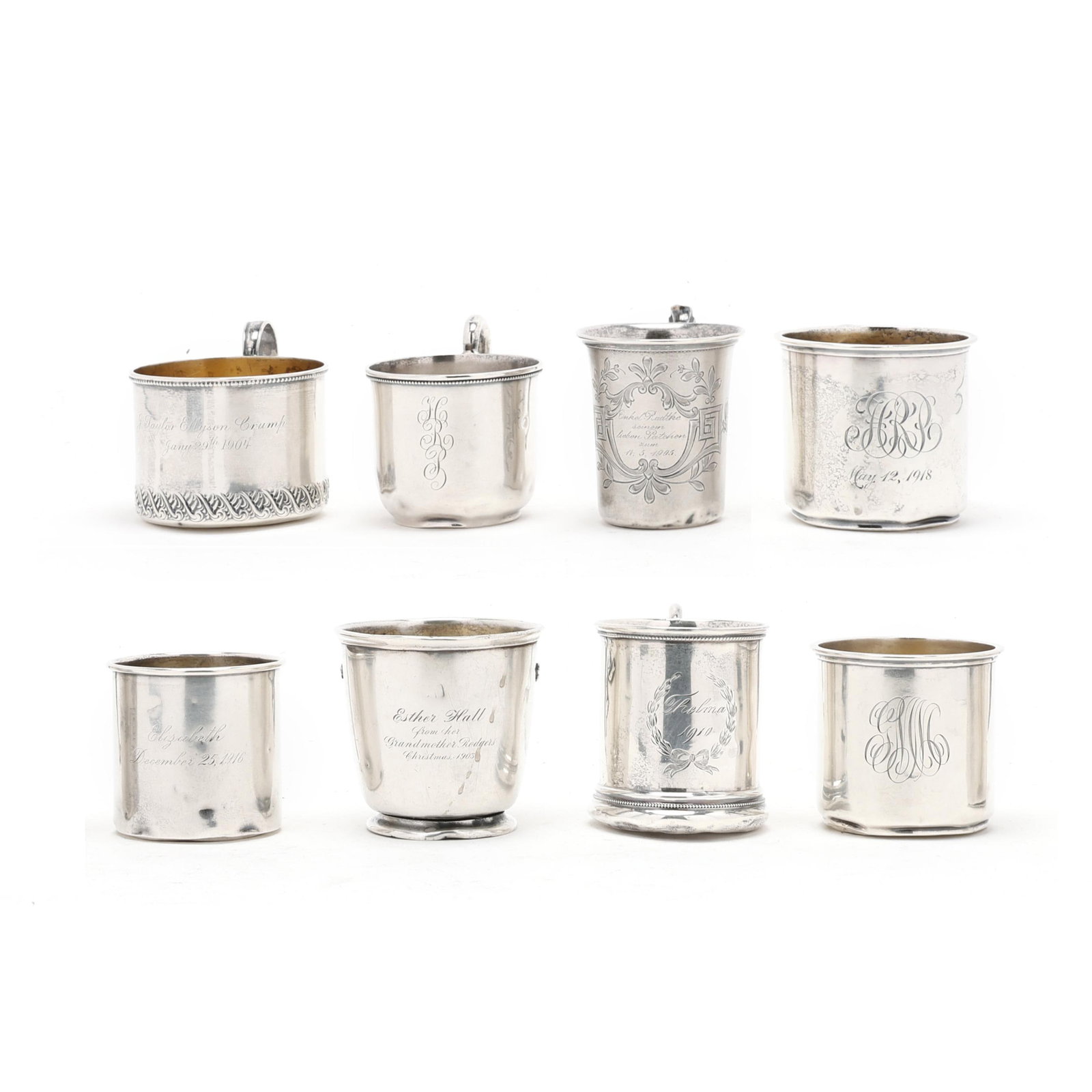 Collection of Eight Silver Baby Mugs (1 of 15)