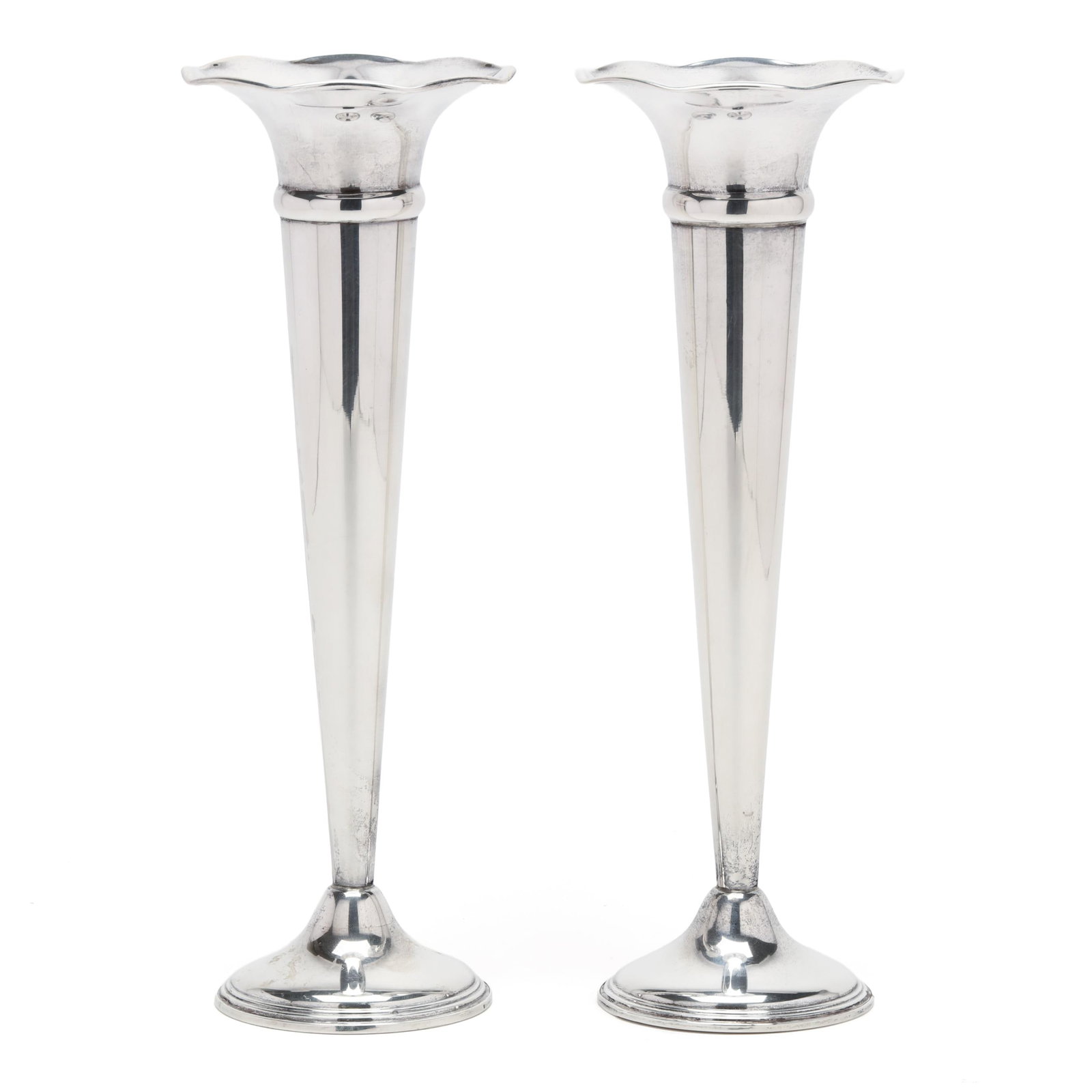 Pair of Empire Sterling Silver Trumpet Vases (1 of 7)