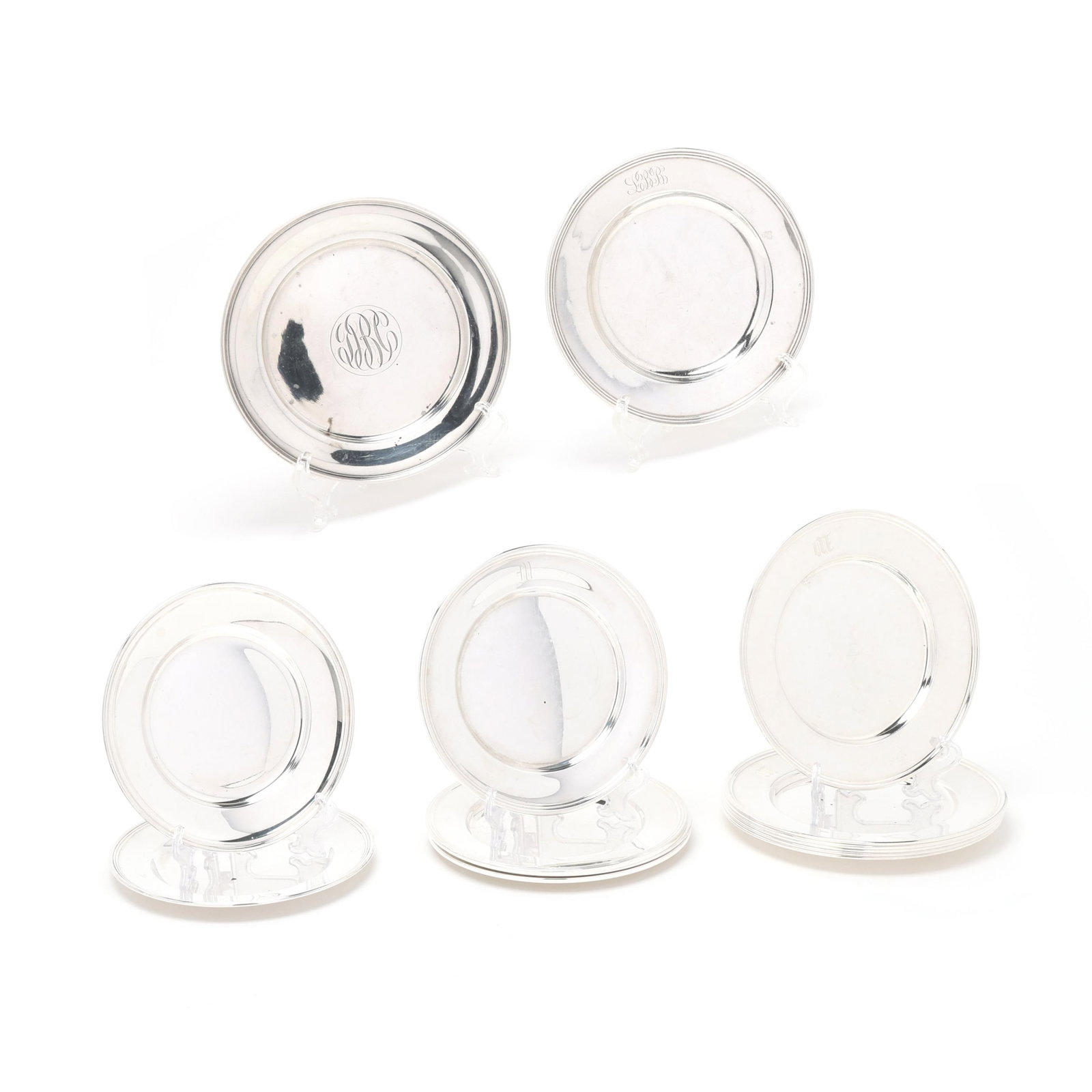 Assortment of Fourteen Sterling Silver Bread Plates (1 of 18)