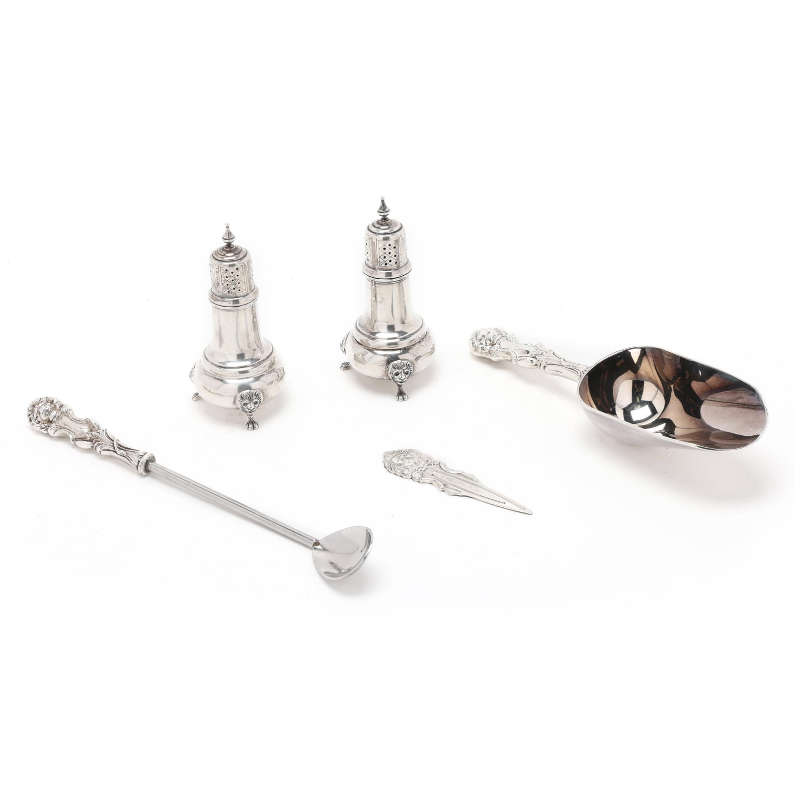 Group of Five Sterling Silver Accessories with Lion Mask Motifs (1 of 12)