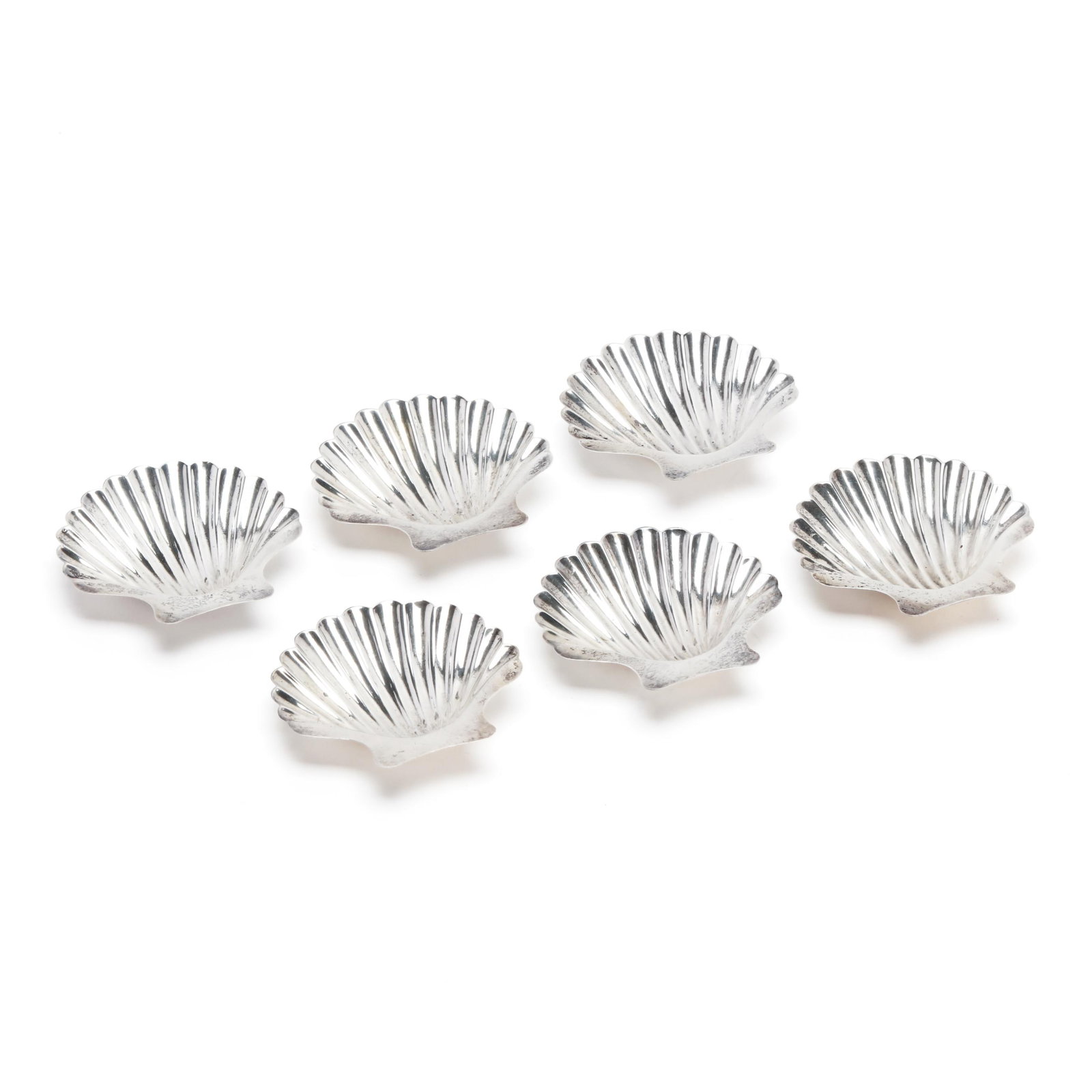 Set of Six Sterling Silver Shell Dishes (1 of 5)