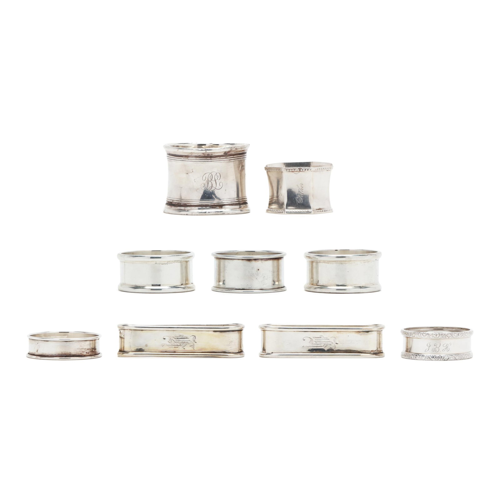 Collection of Nine English and American Silver Napkin Rings (1 of 12)
