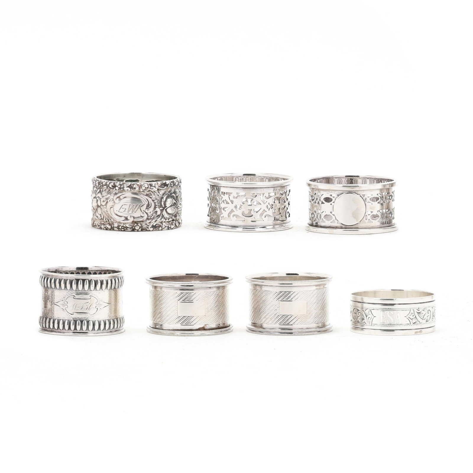 Collection of Seven Silver Napkin Rings (1 of 9)