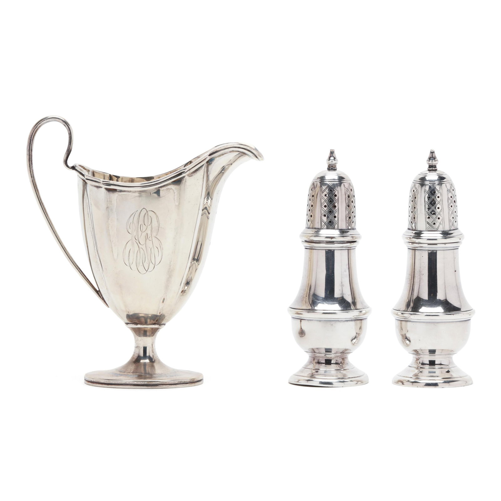 Pair of Sterling Silver Salt and Pepper Shakers and a Sterling Creamer (1 of 9)