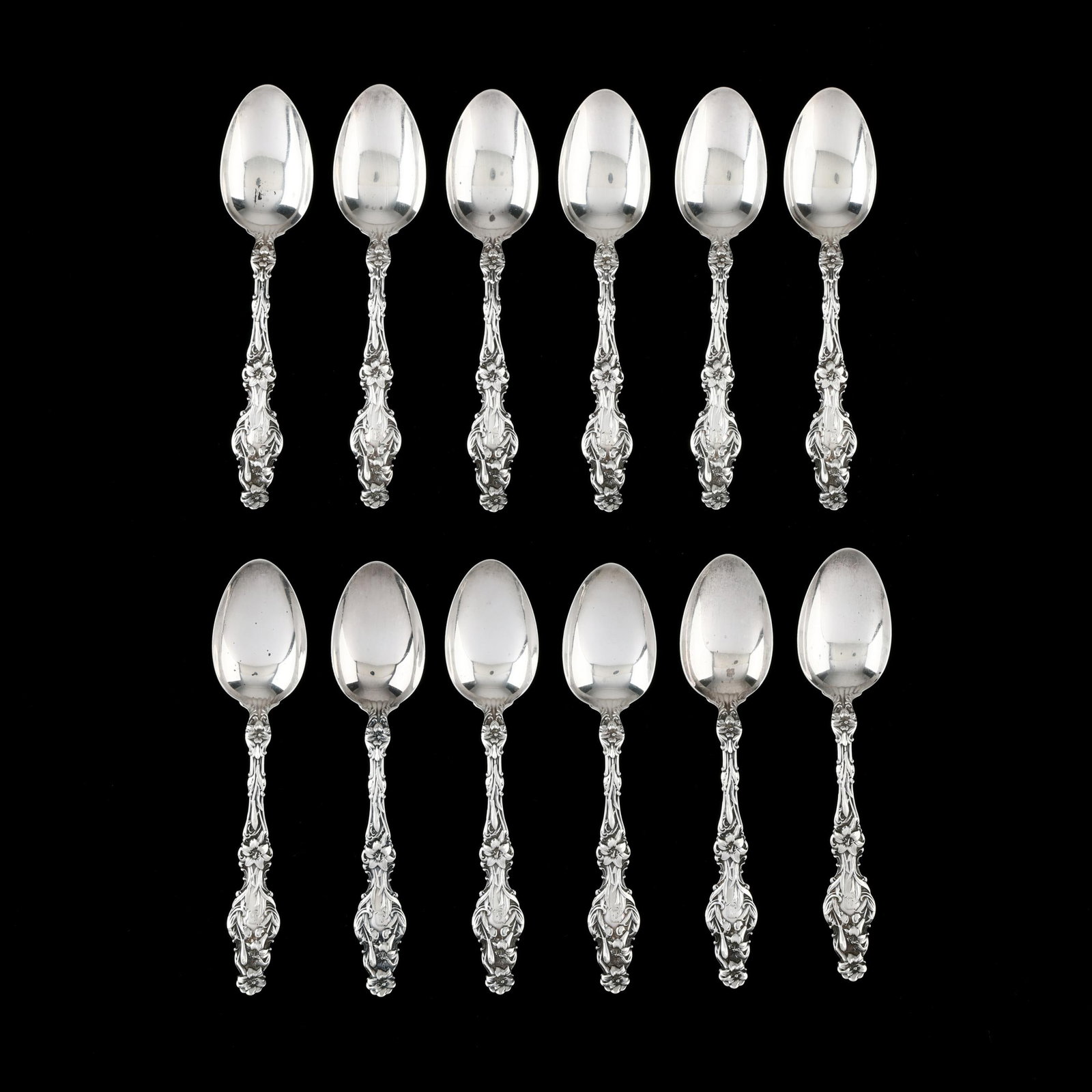 Set of Twelve Whiting Lily Sterling Silver Teaspoons (1 of 3)