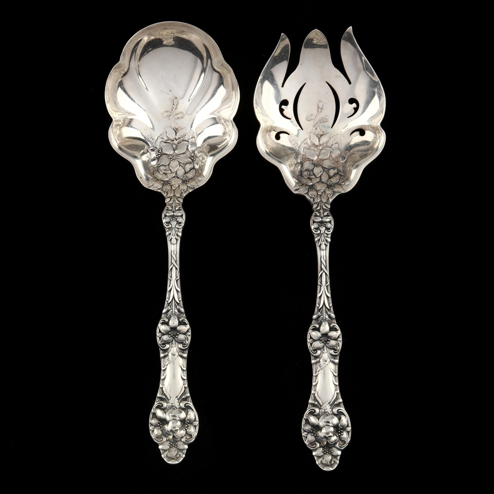 A Two Piece Alvin Orange Blossom Sterling Silver Salad Serving Set (1 of 3)