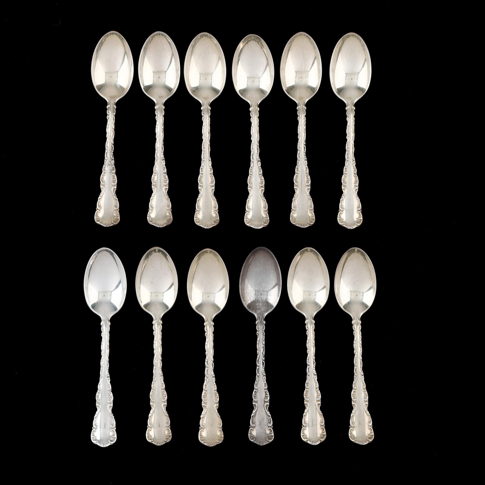 Cased Set of Twelve Birks Louis XV Sterling Silver Demitasse Spoons (1 of 6)
