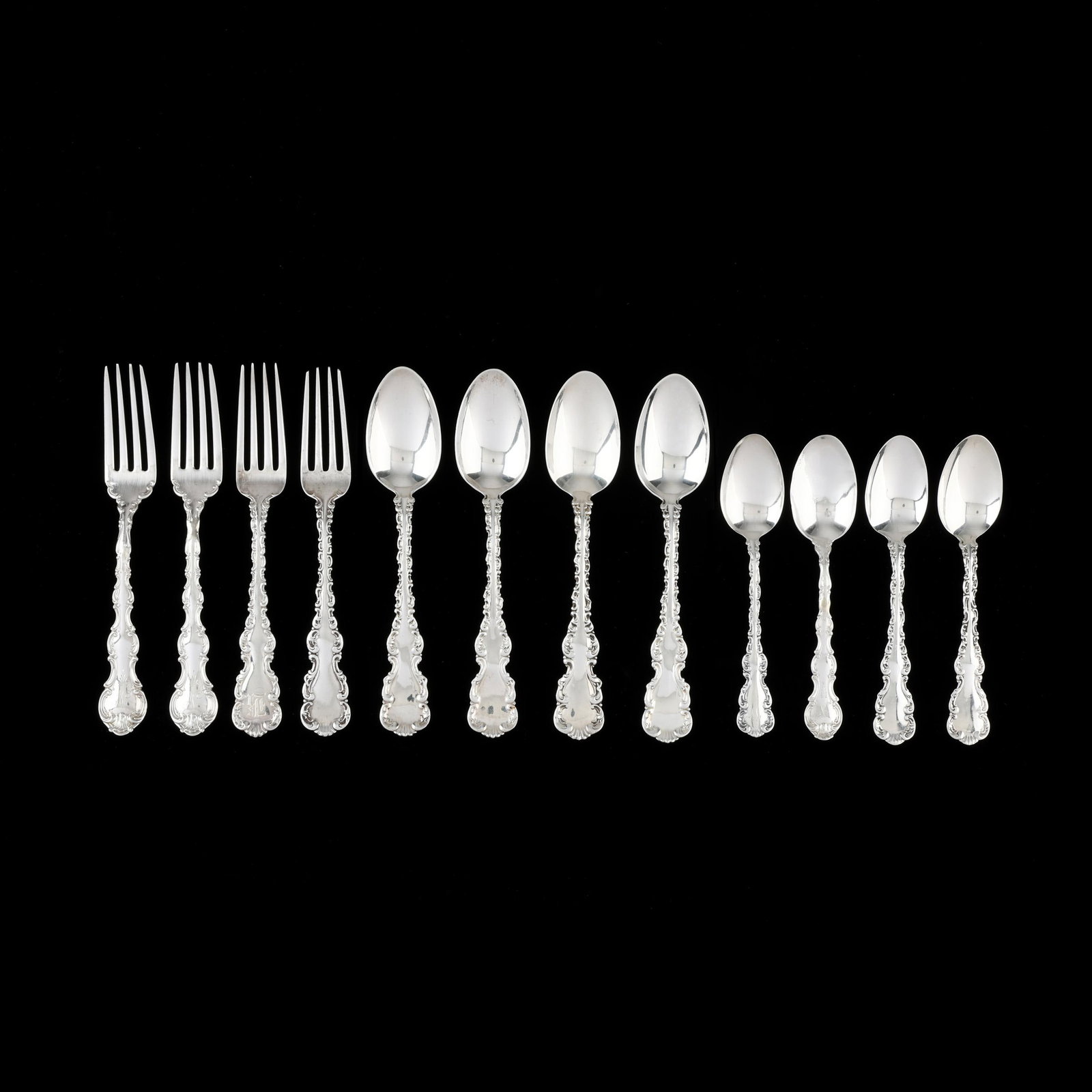 Twelve Pieces of Whiting Louis XIV and Gorham Strasbourg Sterling Silver Flatware (1 of 7)