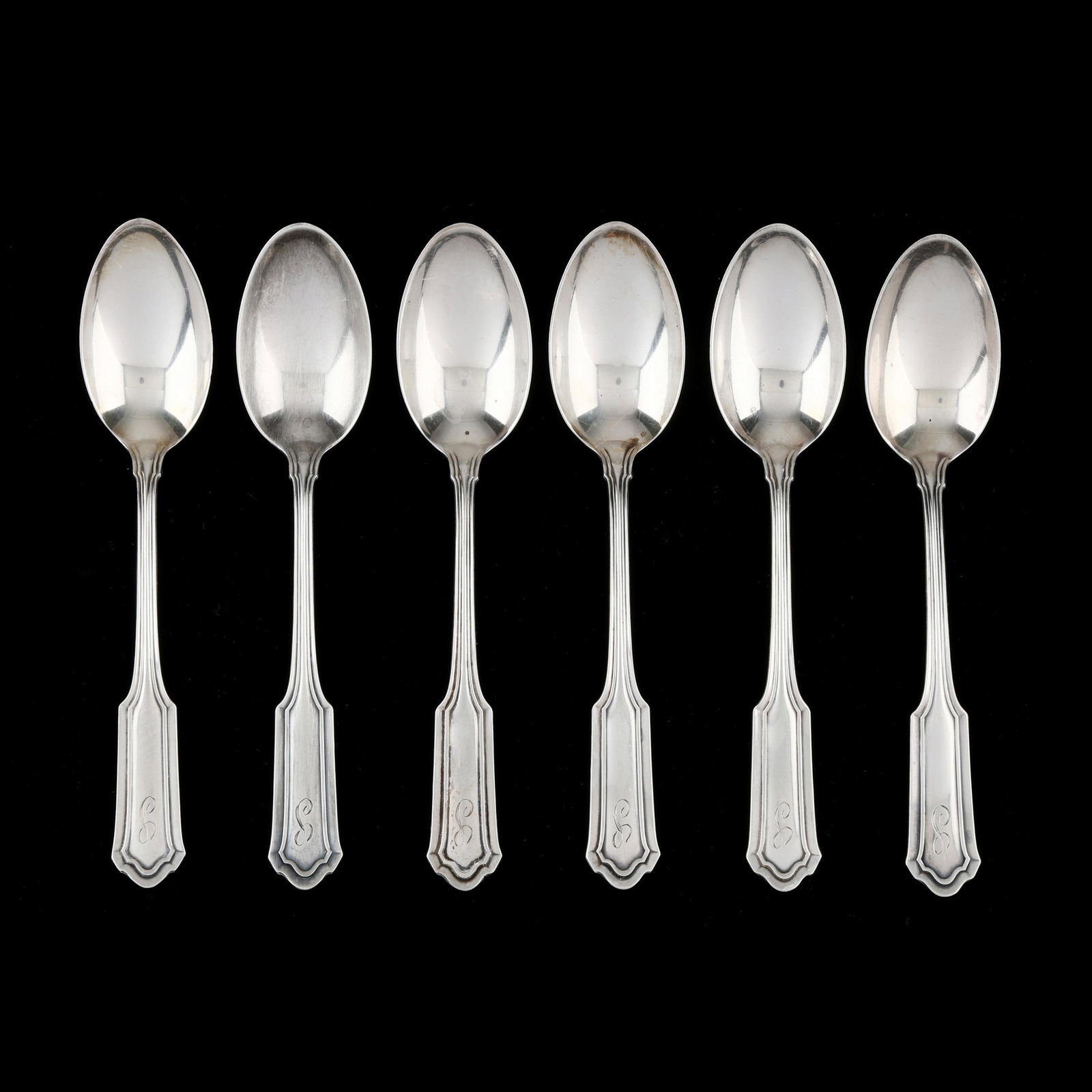 Set of Six Whiting Sterling Silver Teaspoons (1 of 4)