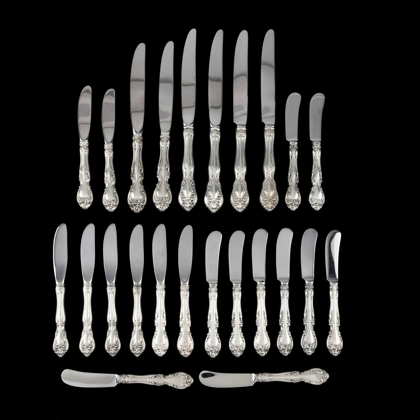 Collection of Gorham Melrose and Alvin Chateau Rose Sterling Silver Knives (1 of 5)
