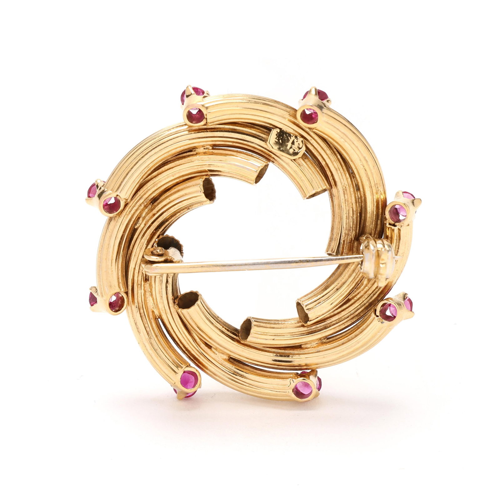 Gold and Ruby Circle Brooch - 2