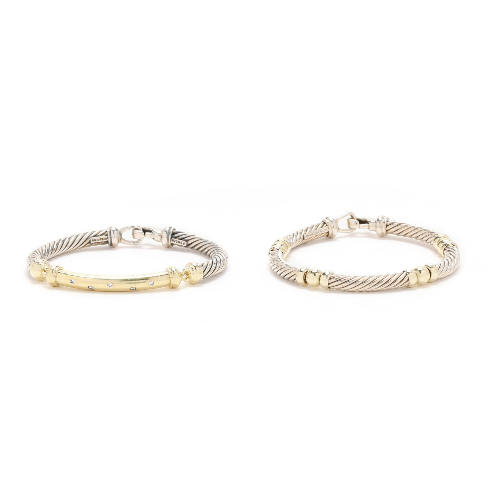 Two Silver and Gold Cable Motif Bracelets, David Yurman (1 of 7)