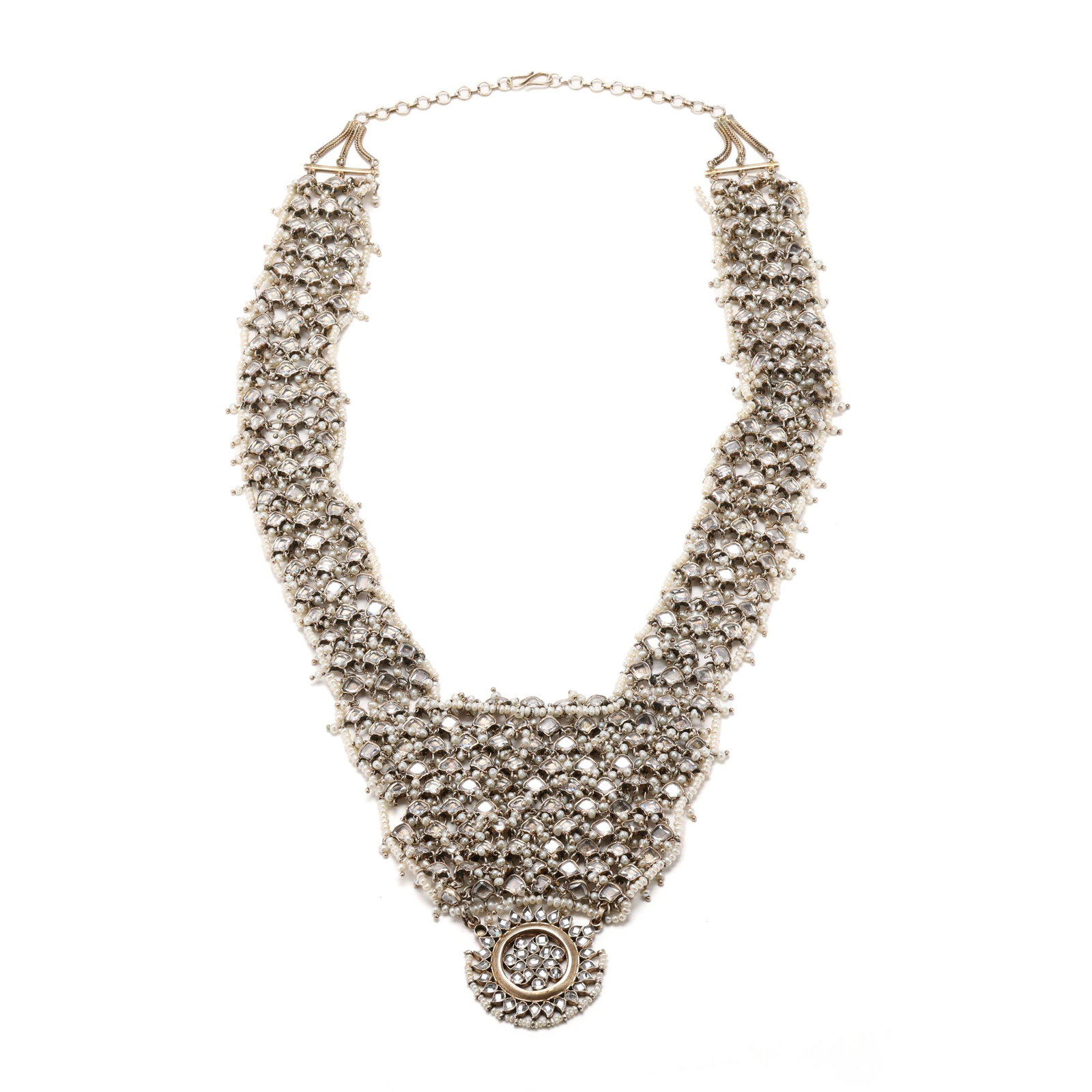 Silver, Pearl, and Glass Bead Bib Necklace (1 of 6)