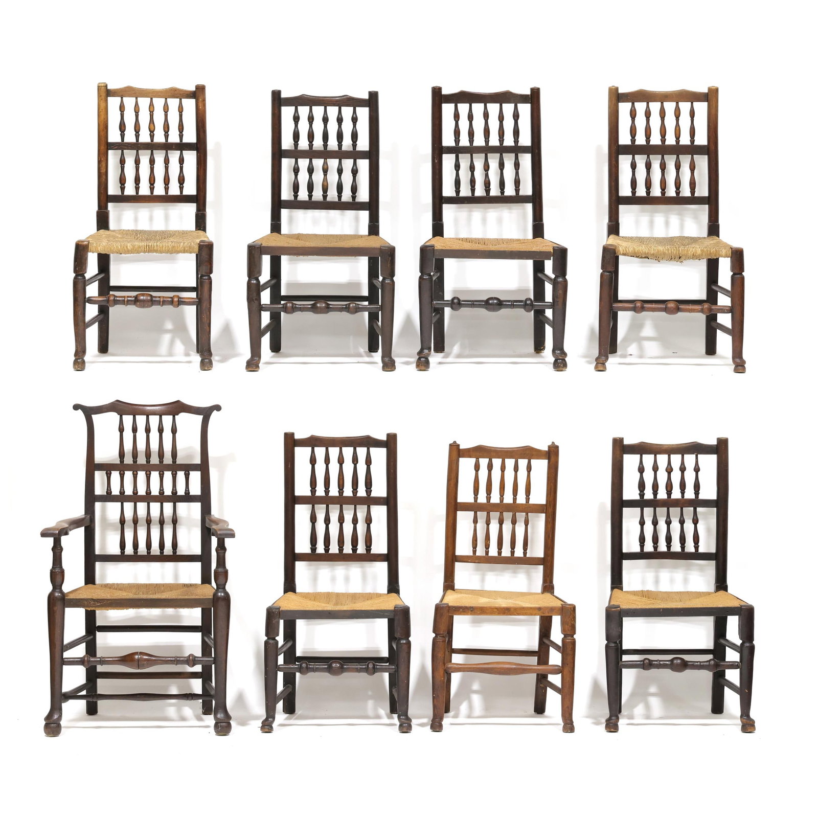 Assembled Set of Eight English Banister Back Chairs (1 of 14)