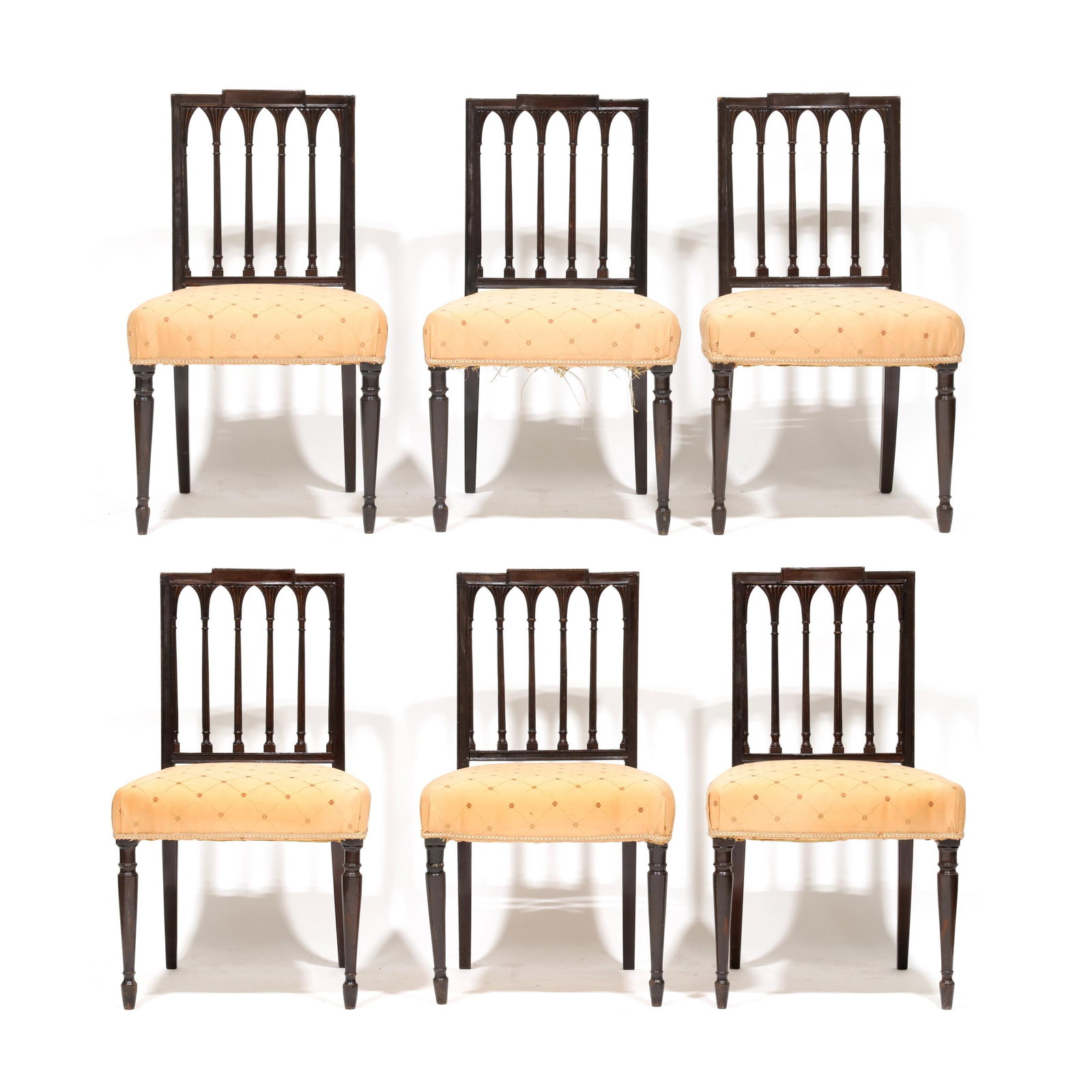 Set of Six Sheraton Carved Mahogany Dining Chairs (1 of 10)