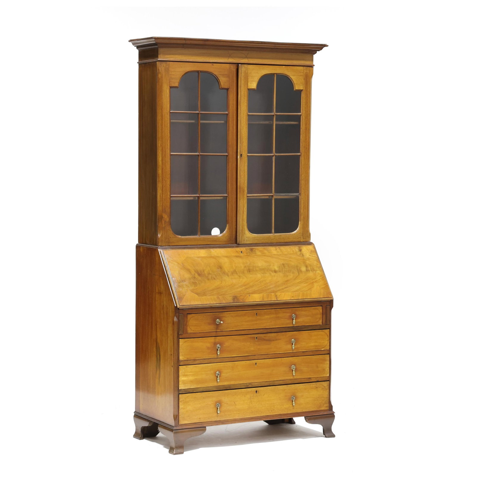 Edwardian Inlaid Mahogany Beaureau and Bookcase (1 of 11)