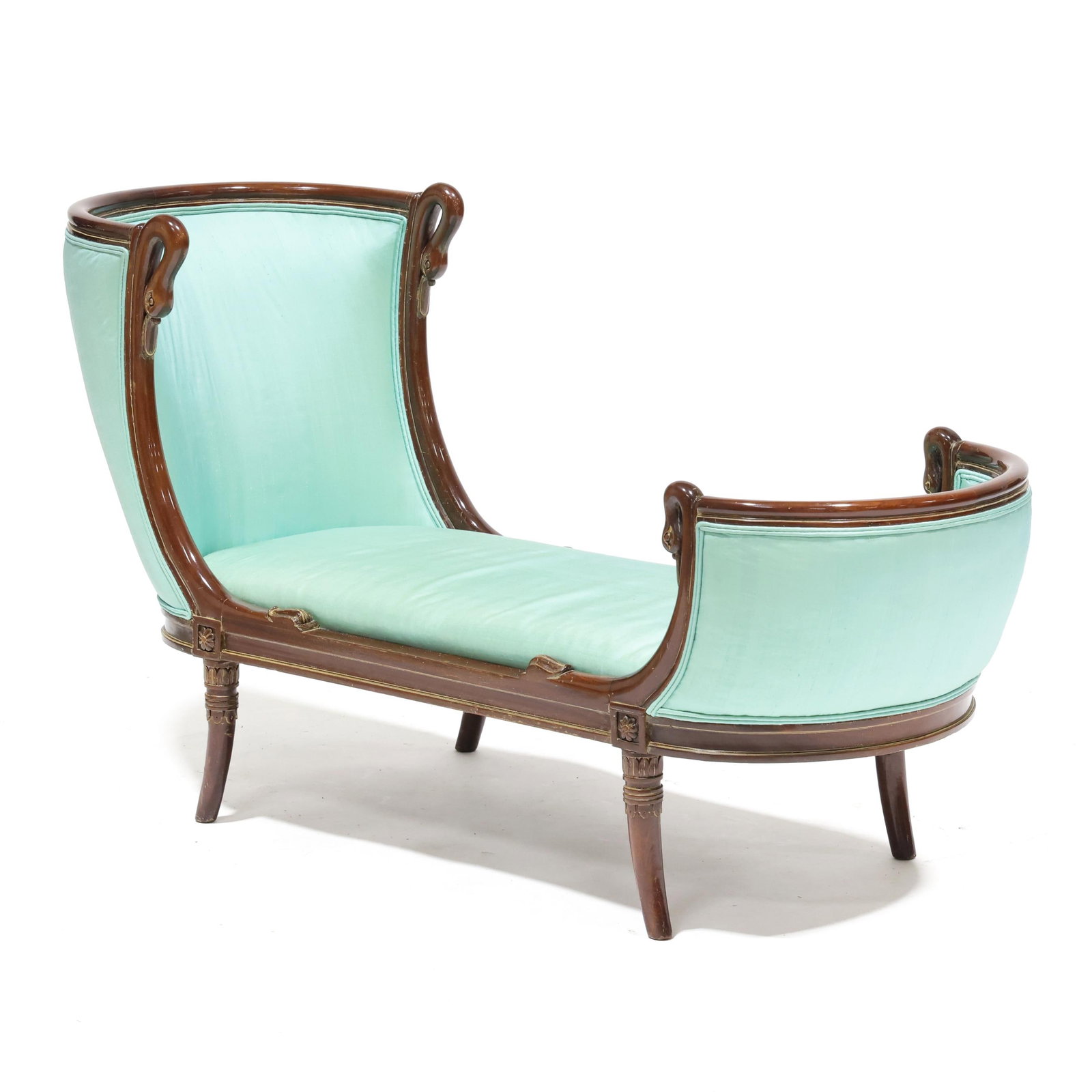 Regency Style Carved Mahogany and Upholstered Child's Recamier (1 of 6)
