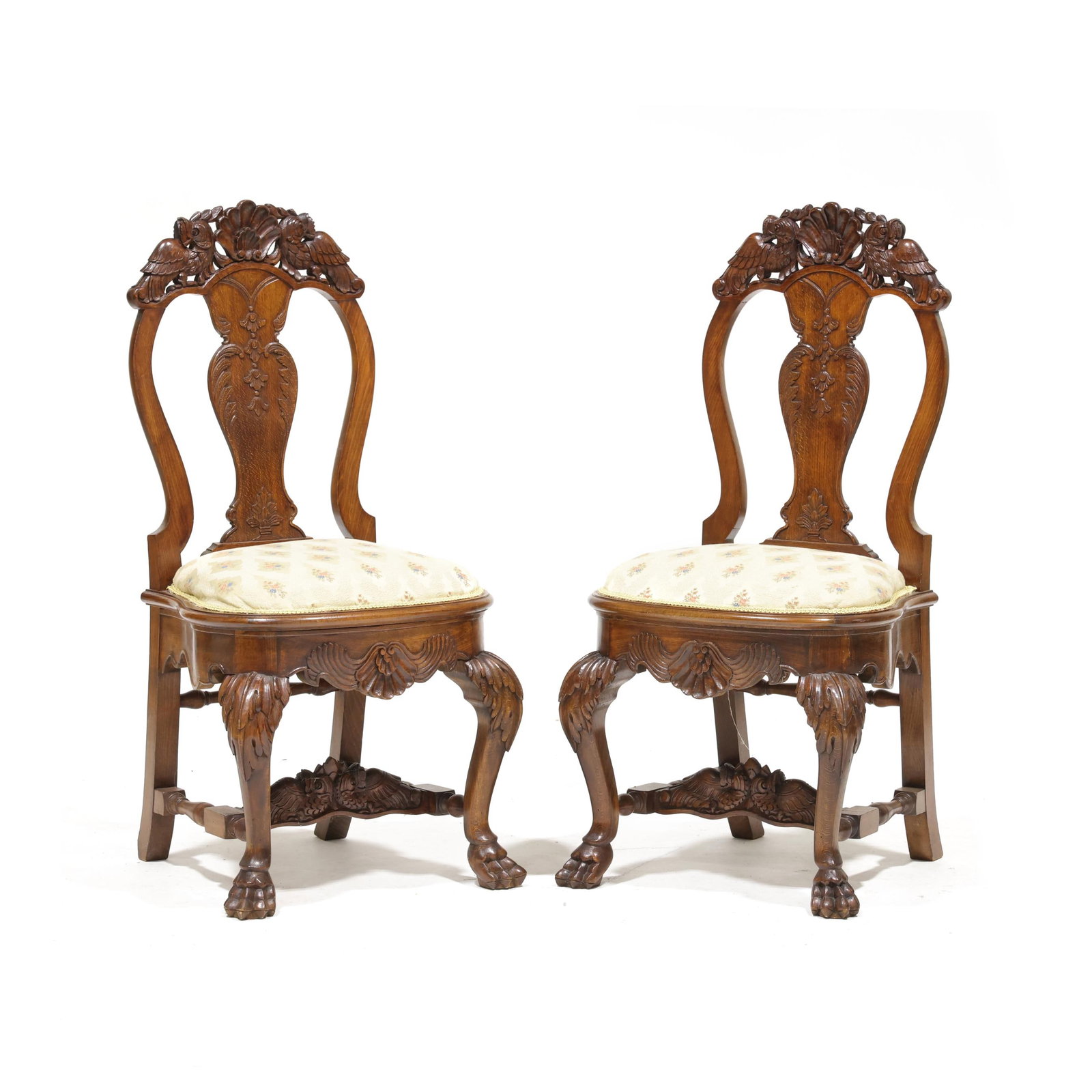 Pair of Anglo-Dutch Style Carved Fruit Wood Side Chairs (1 of 9)