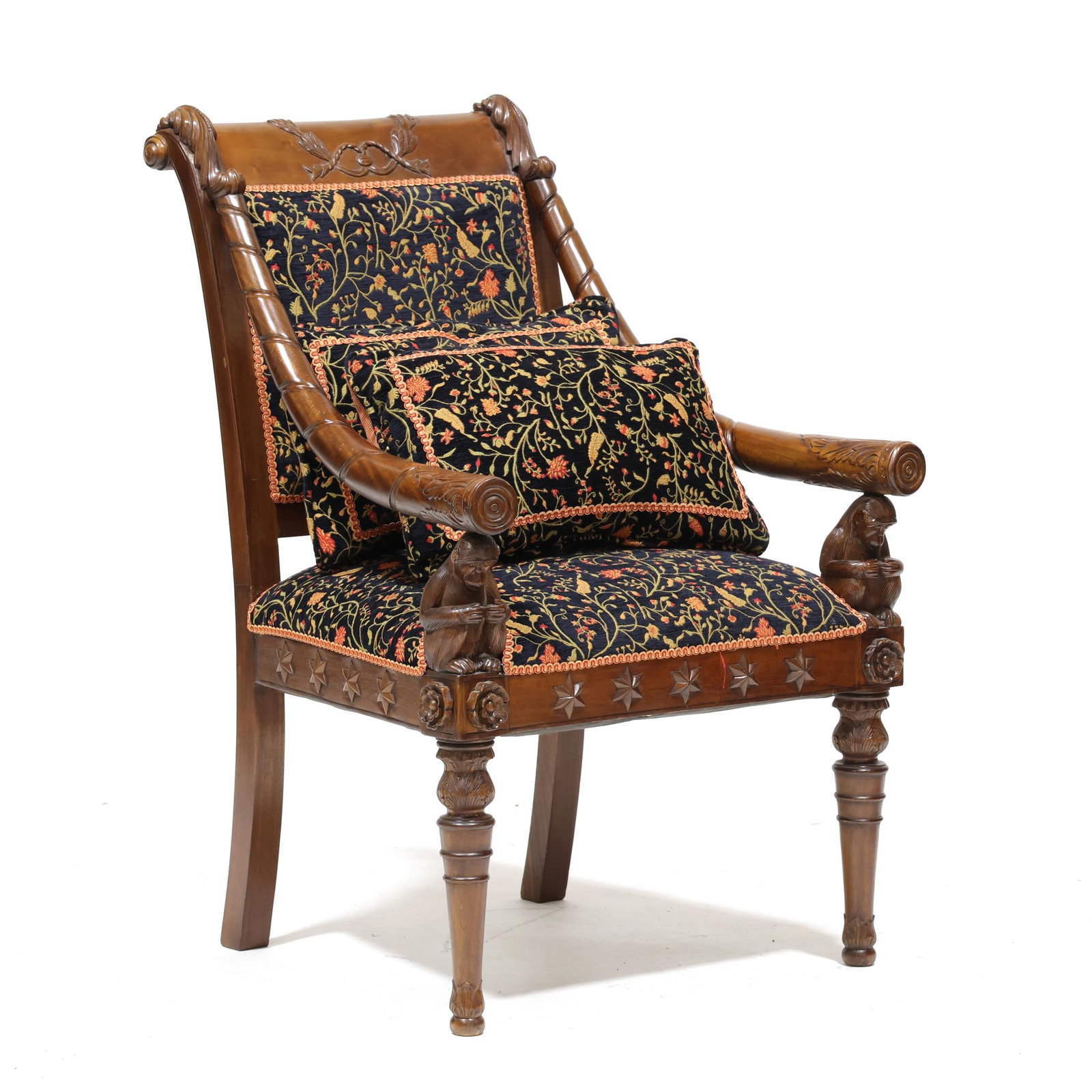 Anglo Indian Style Carved Mahogany Armchair (1 of 9)