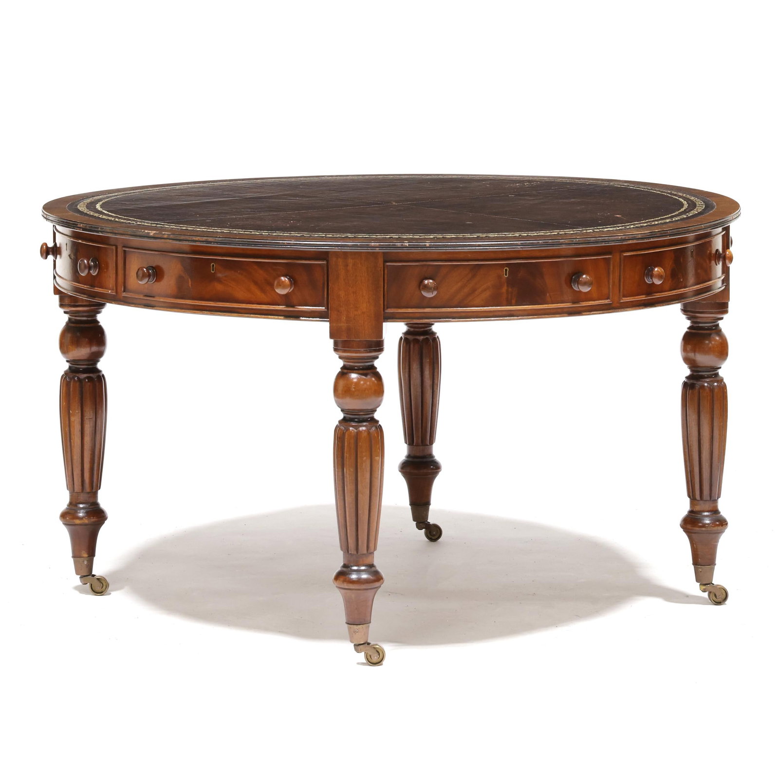 William IV Style Mahogany and Leather Drum Table (1 of 4)