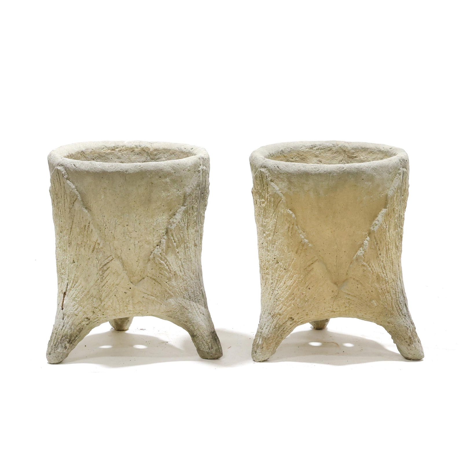 Pair of Concrete Faux Bois Tripod Planters (1 of 5)