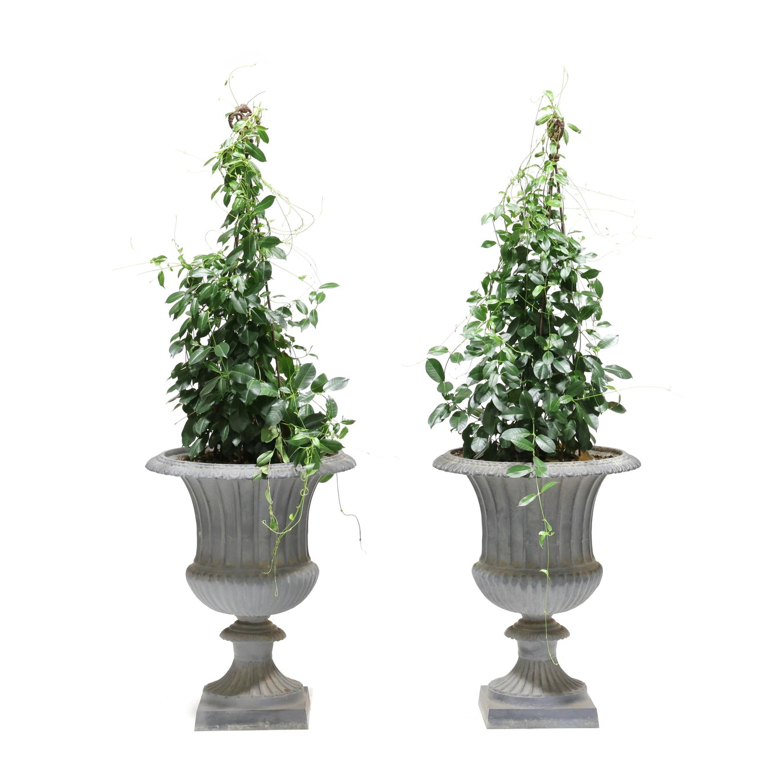 Pair of Large Neoclassical-Style Cast Iron Garden Urns (1 of 4)